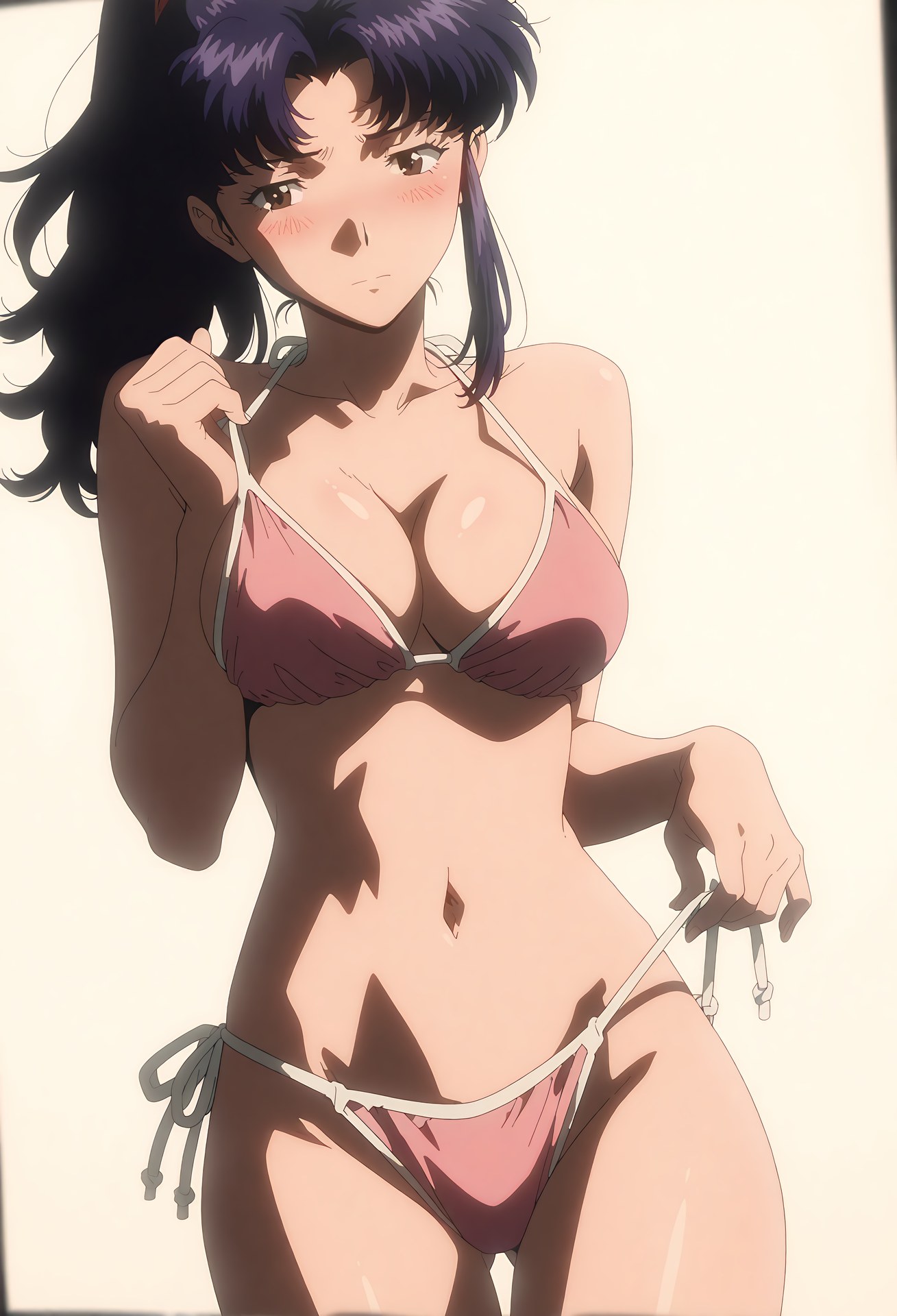 AI Generated Anime Girl - 新世纪福音战士 葛城美里：蕾丝内衣泳装沙滩露穴 102P