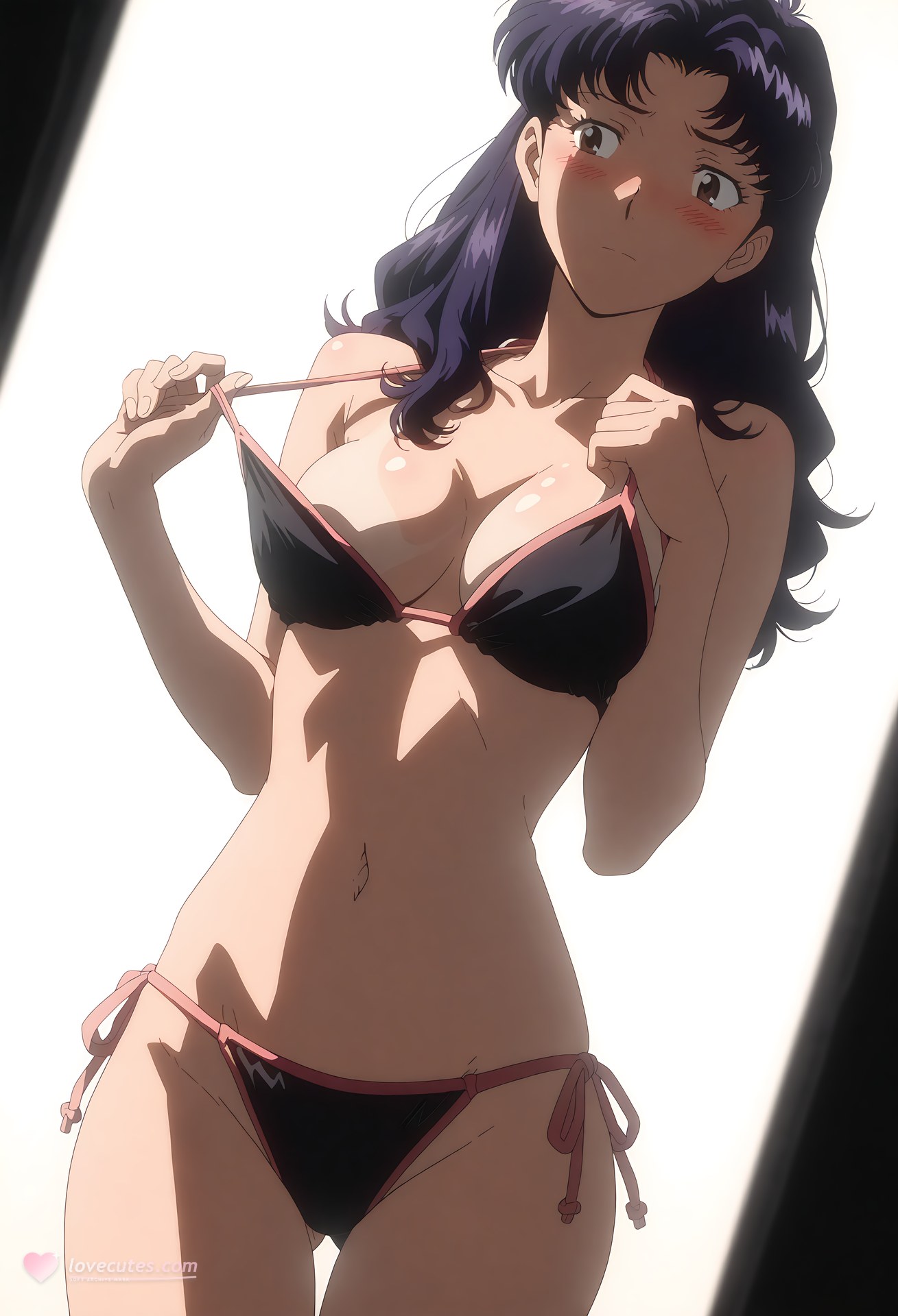 AI Generated Anime Girl - 新世纪福音战士 葛城美里：蕾丝内衣泳装沙滩露穴 102P
