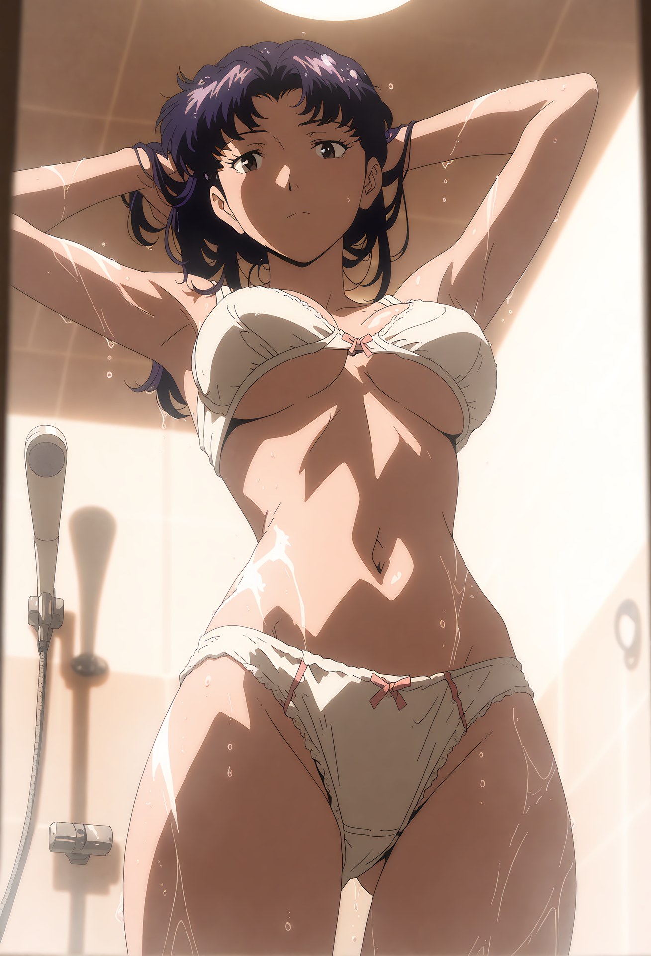 AI Generated Anime Girl - 新世纪福音战士 葛城美里：蕾丝内衣泳装沙滩露穴 102P