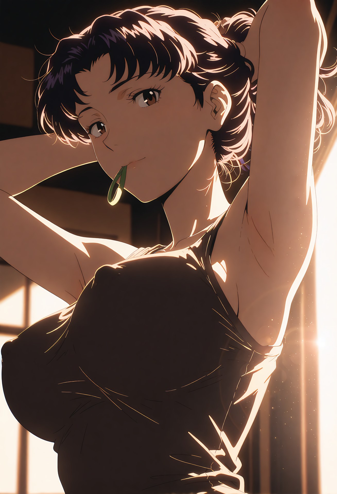 AI Generated Anime Girl - 新世紀福音戰士 葛城美里：蕾絲內衣泳裝沙灘露穴 102P