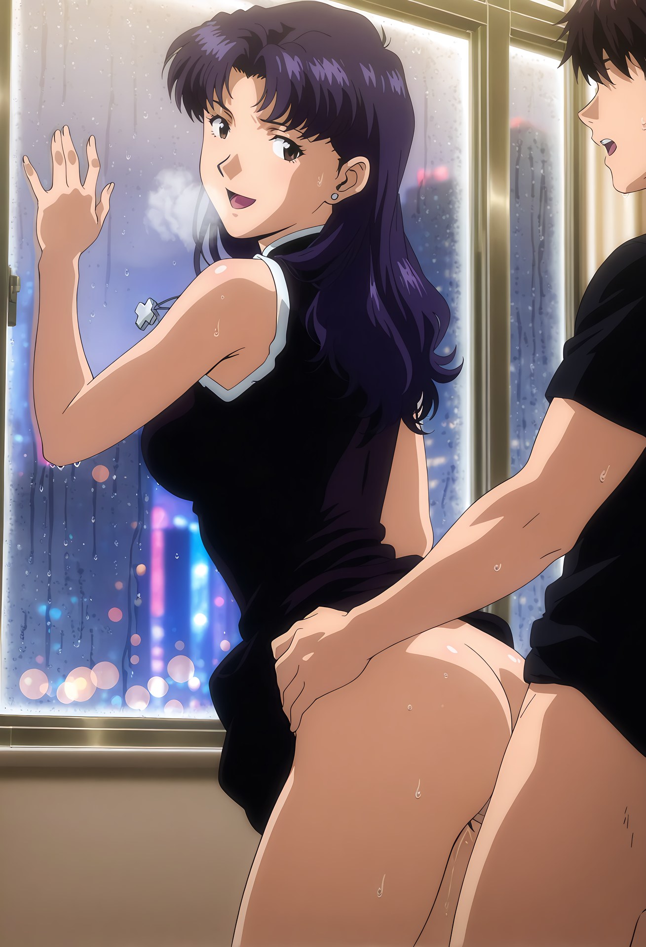 AI Generated Anime Girl - 新世紀福音戰士 葛城美里：蕾絲內衣泳裝沙灘露穴 102P