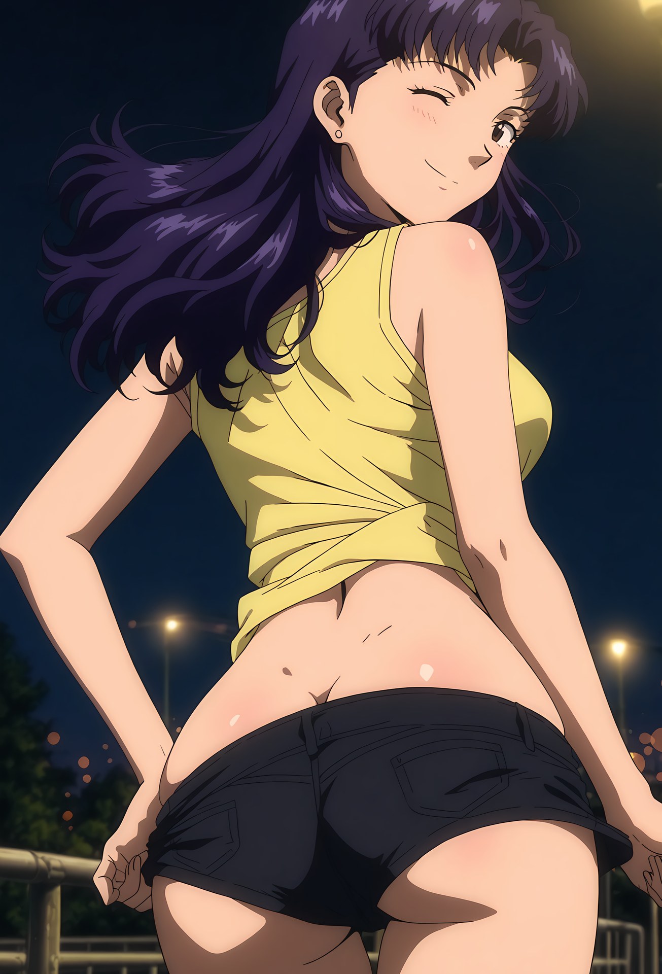 AI Generated Anime Girl - 新世紀福音戰士 葛城美里：蕾絲內衣泳裝沙灘露穴 102P