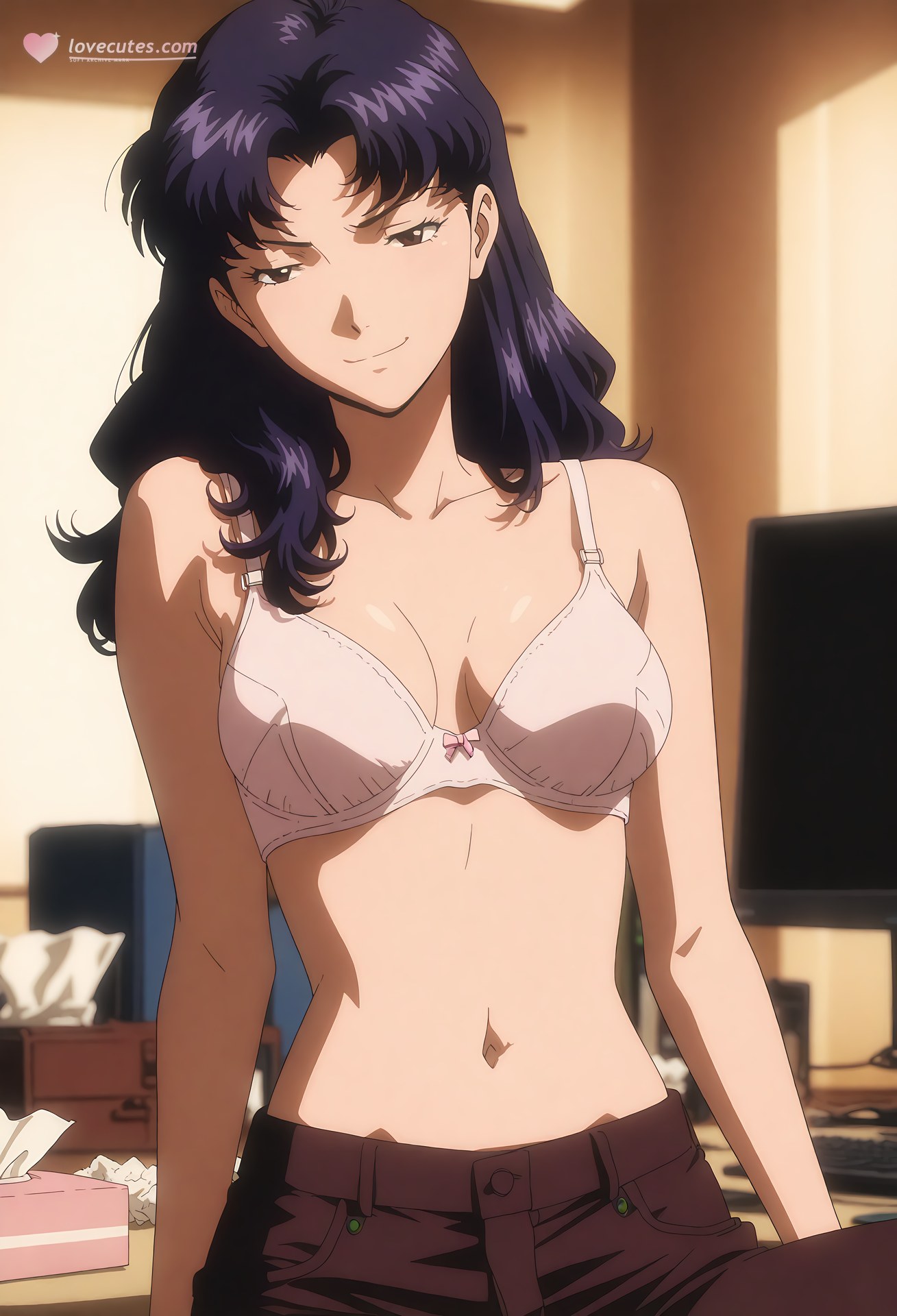 AI Generated Anime Girl - 新世纪福音战士 葛城美里：蕾丝内衣泳装沙滩露穴 102P