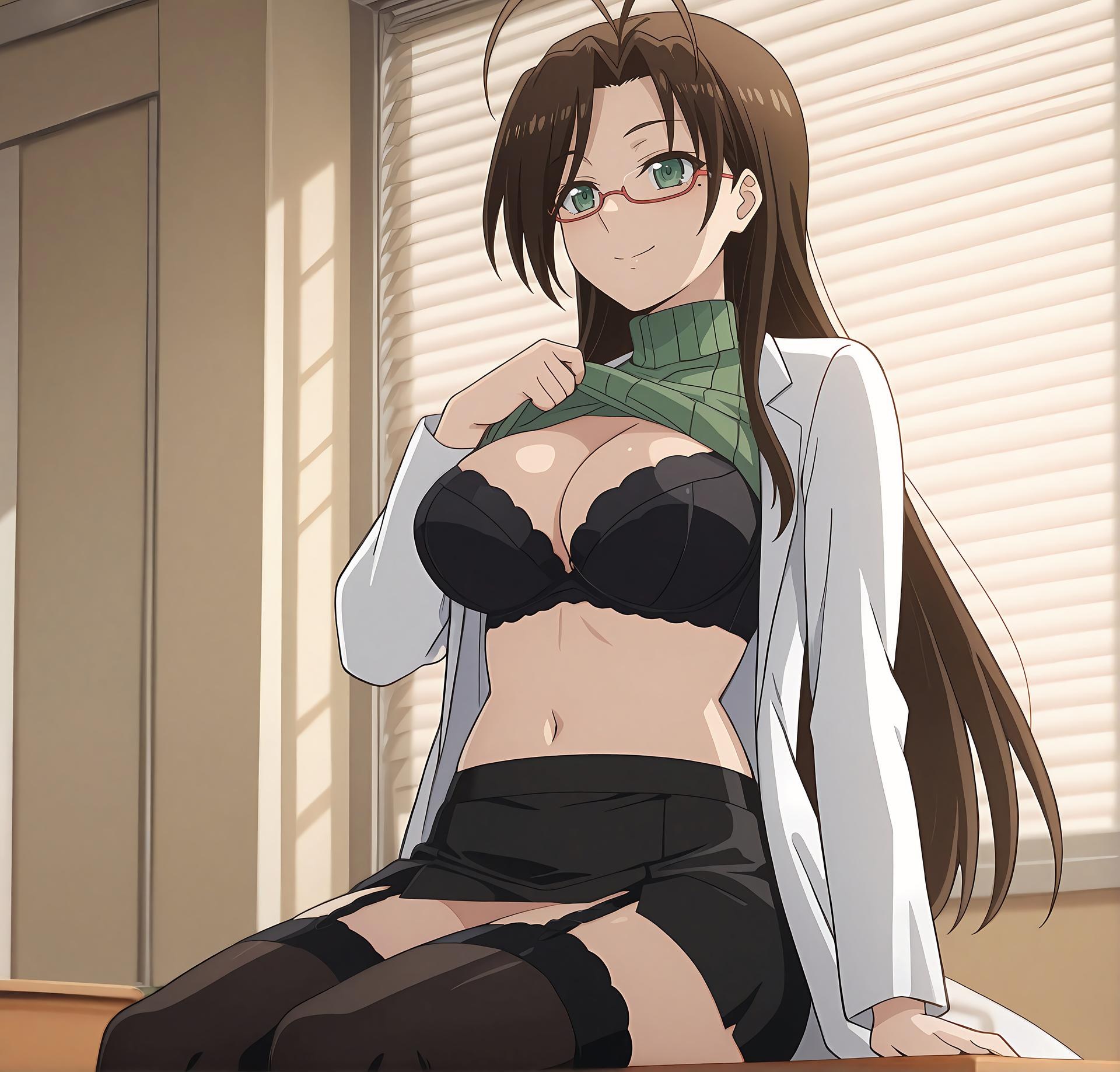 AI Generated Anime Girl - 新妹魔王的契约者 长谷川千里 Vol.2：黑丝私房床拍露穴 247P