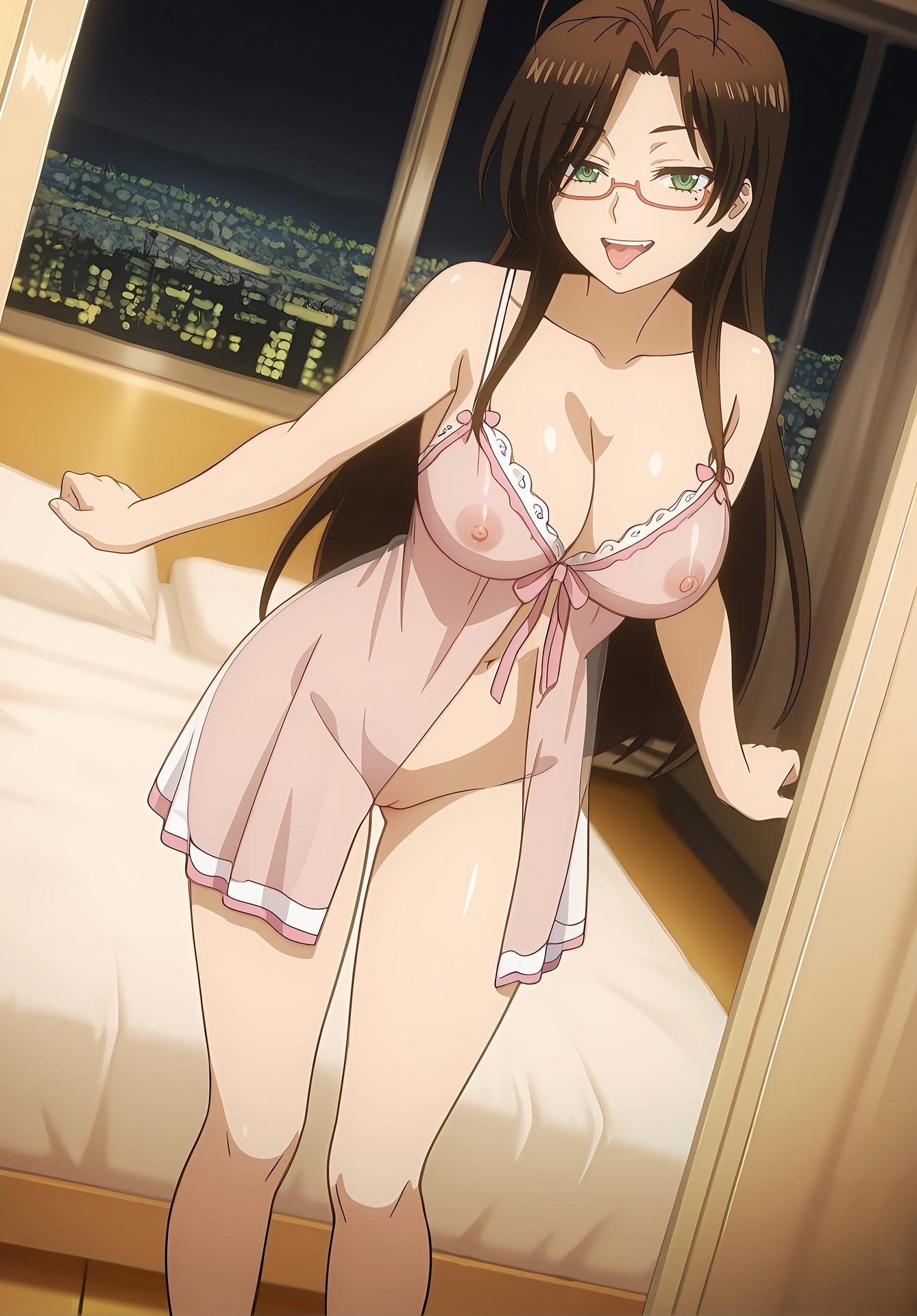 AI Generated Anime Girl - Shinmai Maou no Testament Hasegawa Chisato Vol.2: Black Stockings Bedroom Shoot Exposed Vulva 247P