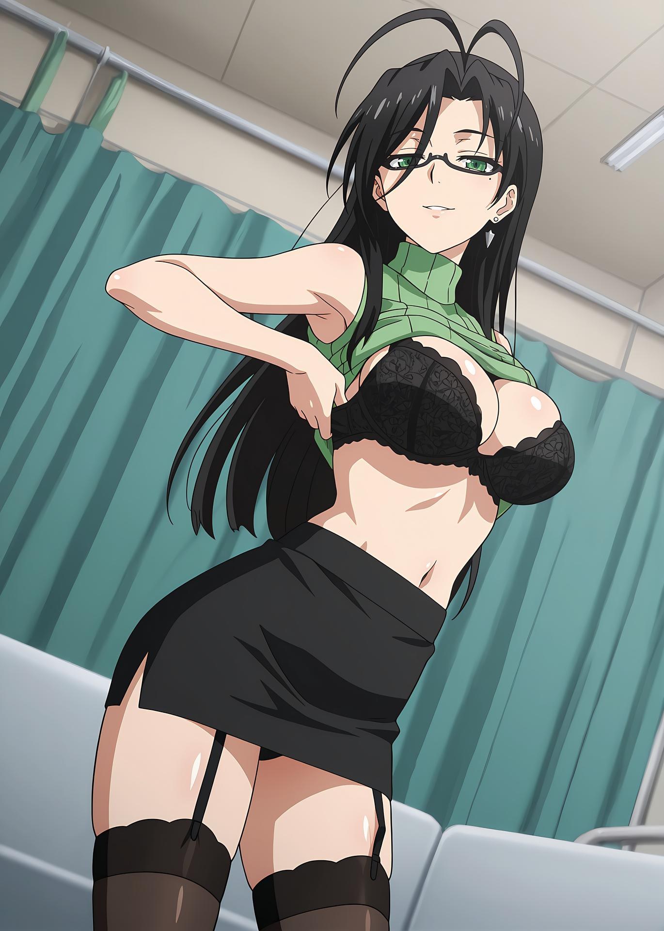 AI Generated Anime Girl - 新妹魔王的契约者 长谷川千里 Vol.3：黑丝蕾丝内衣办公室露穴 177P