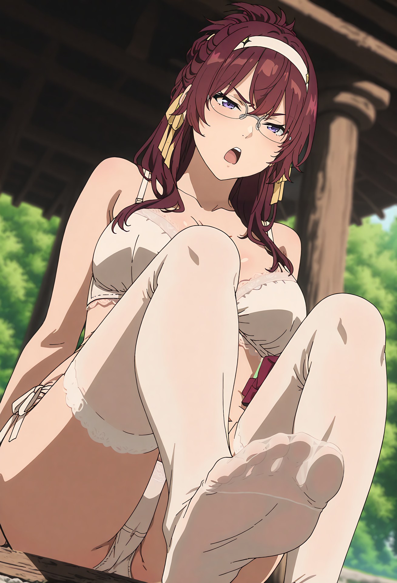 AI Generated Anime Girl - Mushoku Tensei Roxy Migurdia: Lace Lingerie School Uniform Exposed Crotch 40P