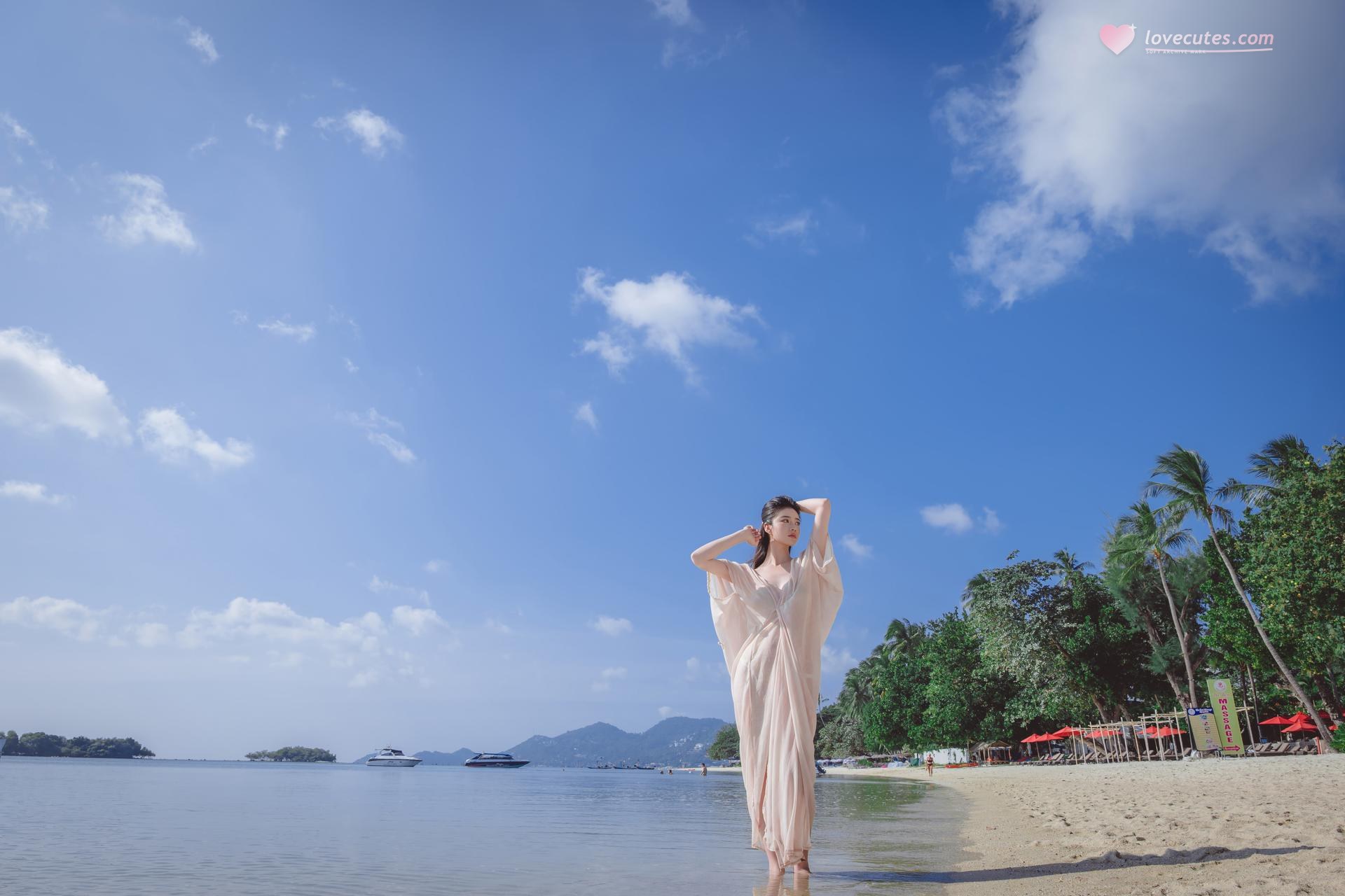 [写真] 年年Nnian - 海風：海邊白紗薄裙 陽光美腿寫真 80P