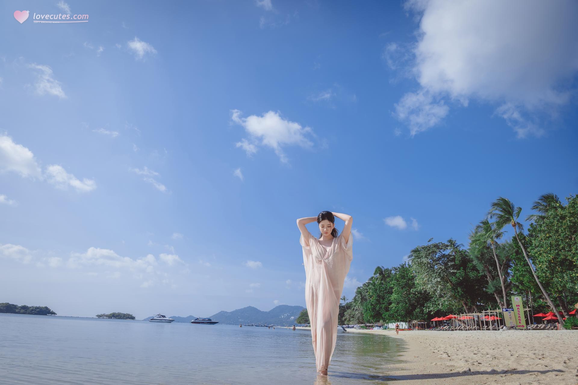 [写真] 年年Nnian - 海風：海邊白紗薄裙 陽光美腿寫真 80P