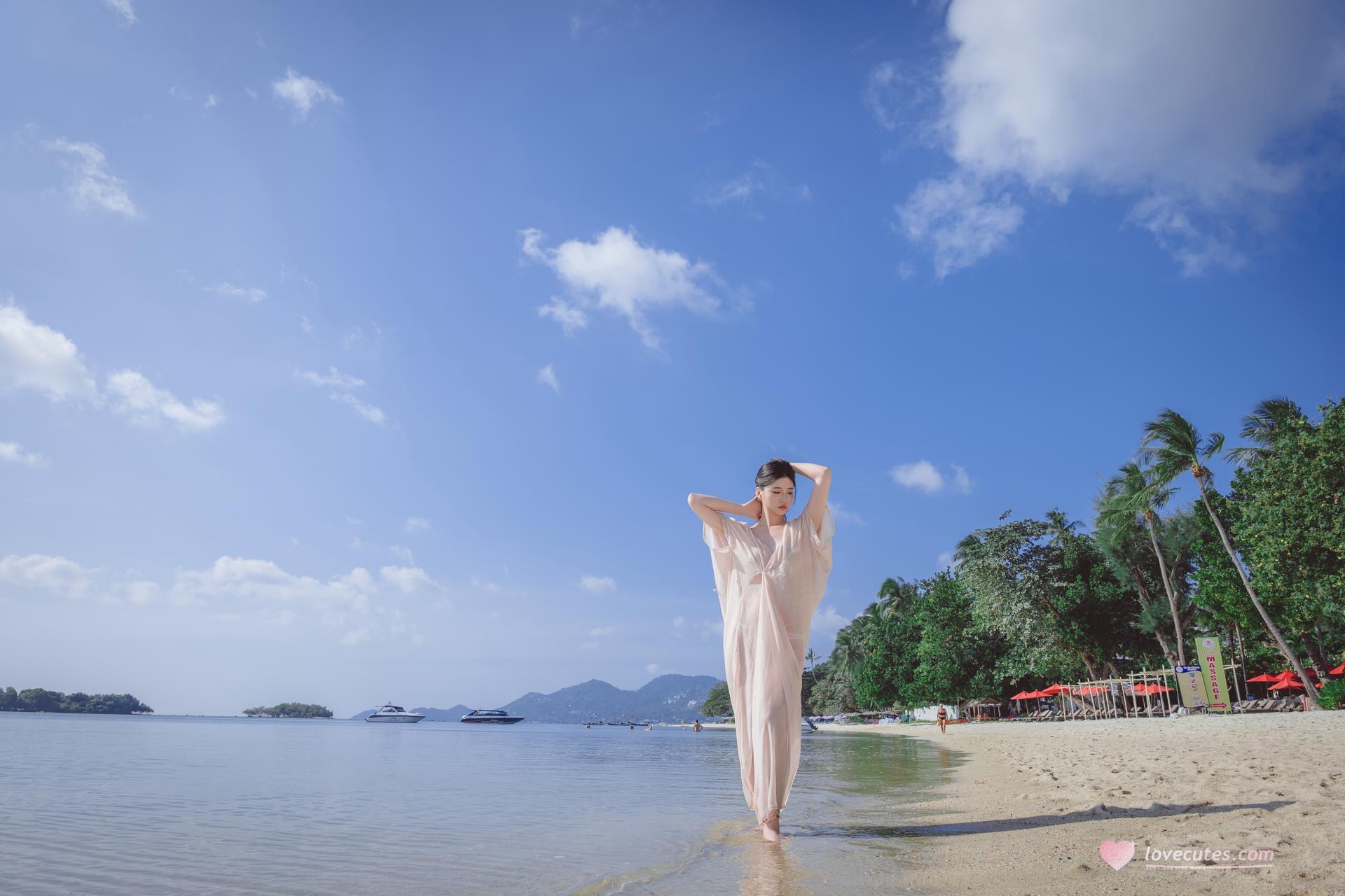 [写真] 年年Nnian - 海風：海邊白紗薄裙 陽光美腿寫真 80P