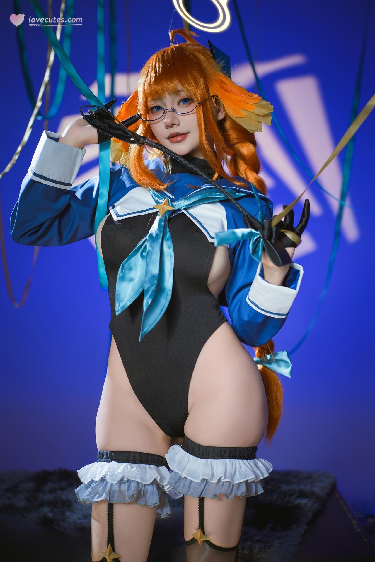 [cosplay] Is it a bear cub? - Blue Archive Enjo Shimizu: Evil female executive black stockings and beautiful legs 40P