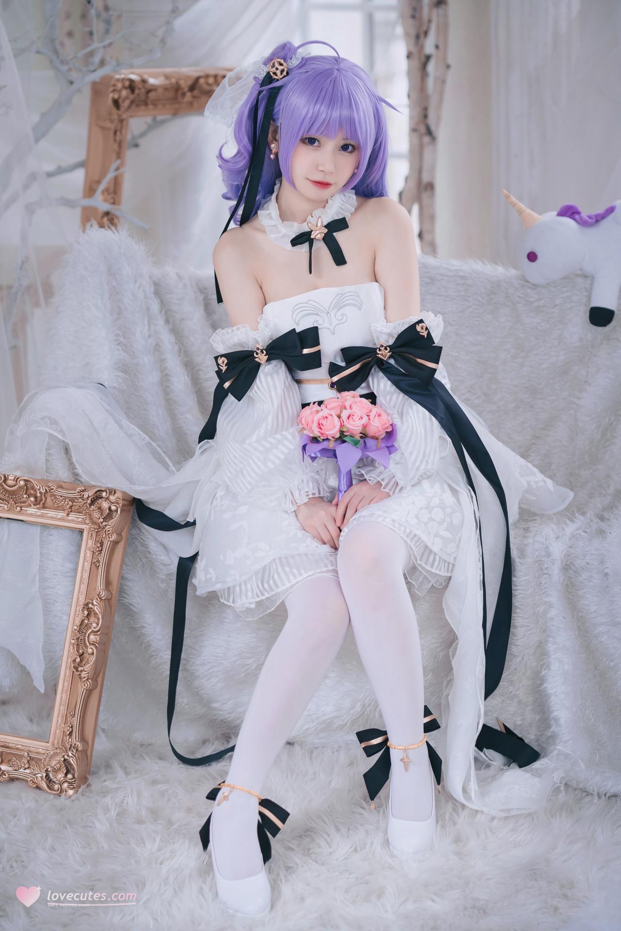 [cosplay] 猫大人 - 碧蓝航线 独角兽花嫁：วิกสีม่วง ชุดแต่งงานหวานละมุน ถ่ายทอดตามต้นฉบับ 23P