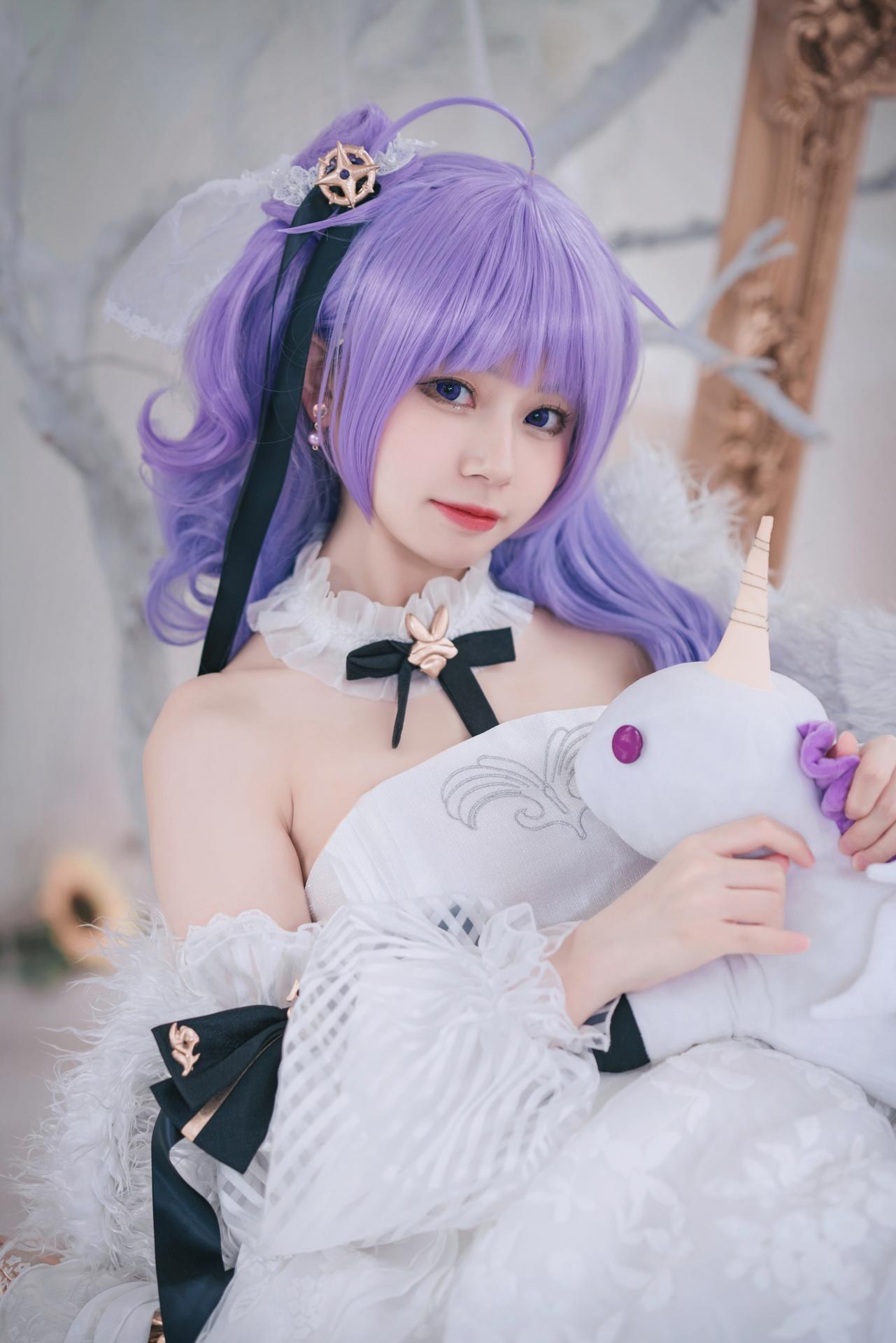[cosplay] 猫大人 - 碧蓝航线 独角兽花嫁：วิกสีม่วง ชุดแต่งงานหวานละมุน ถ่ายทอดตามต้นฉบับ 23P