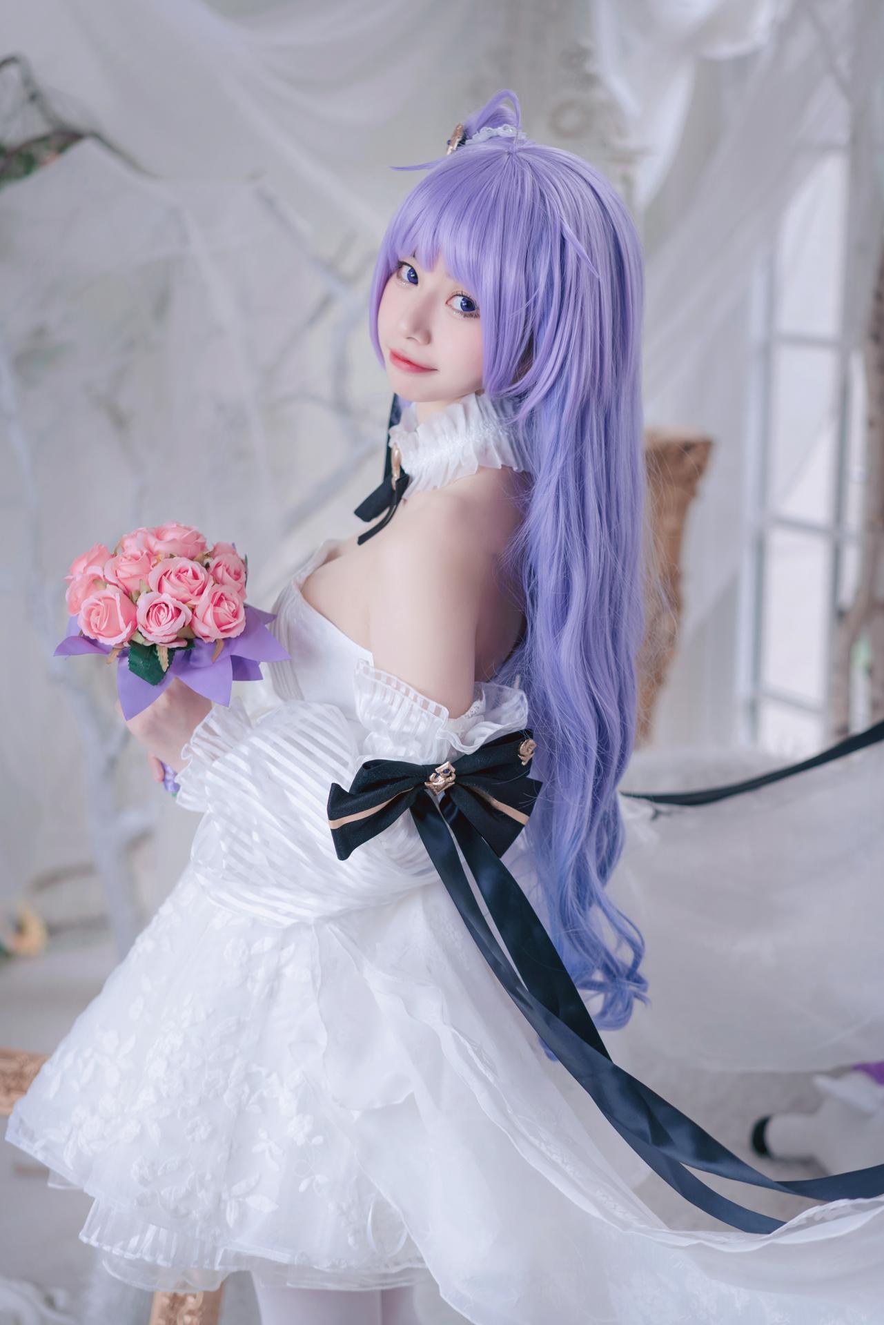 [cosplay] Cat Lady - Azur Lane Unicorn Bride: Sweet Purple-Haired Wedding Dress Recreation 23P