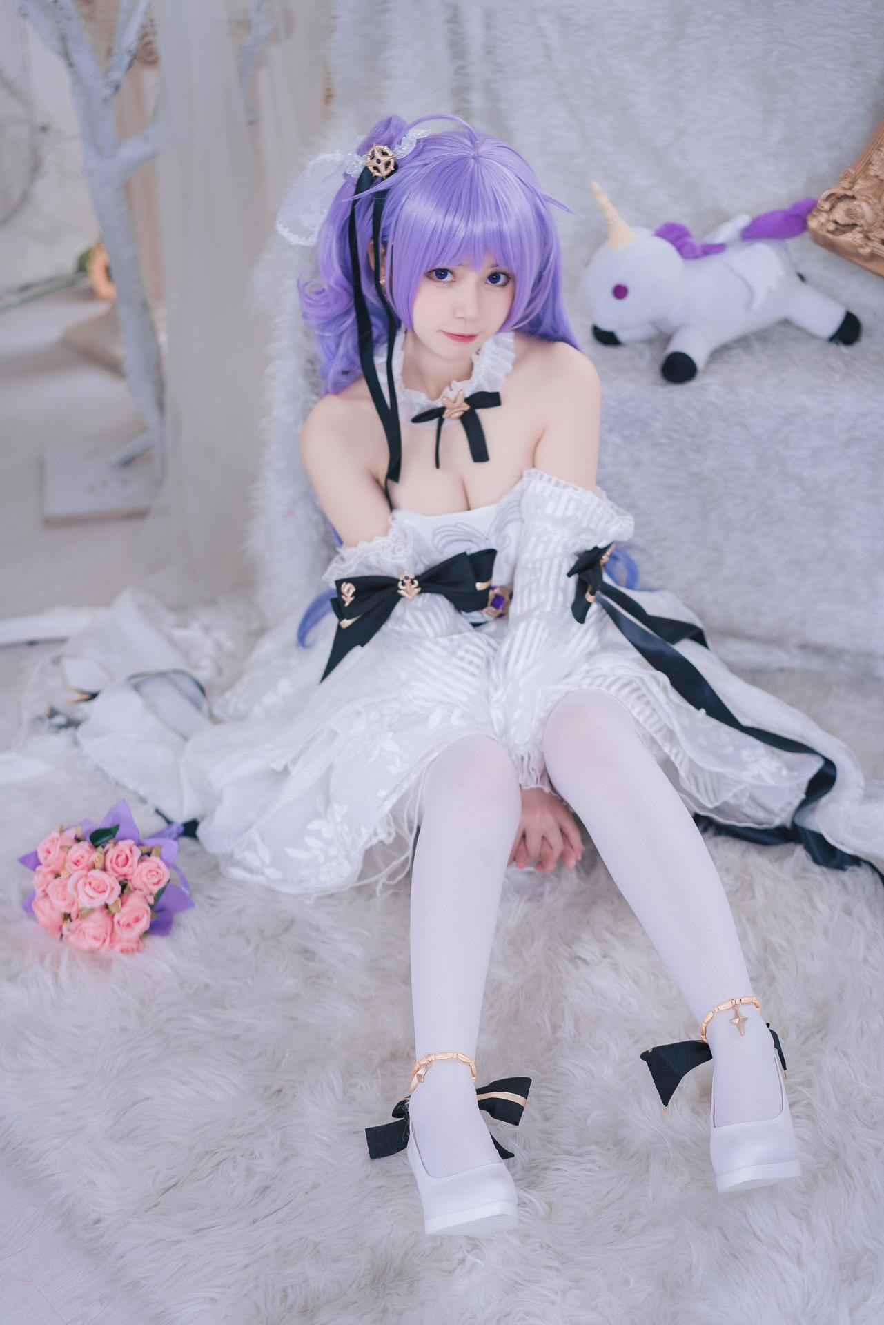 [cosplay] Cat Lady - Azur Lane Unicorn Bride: Sweet Purple-Haired Wedding Dress Recreation 23P
