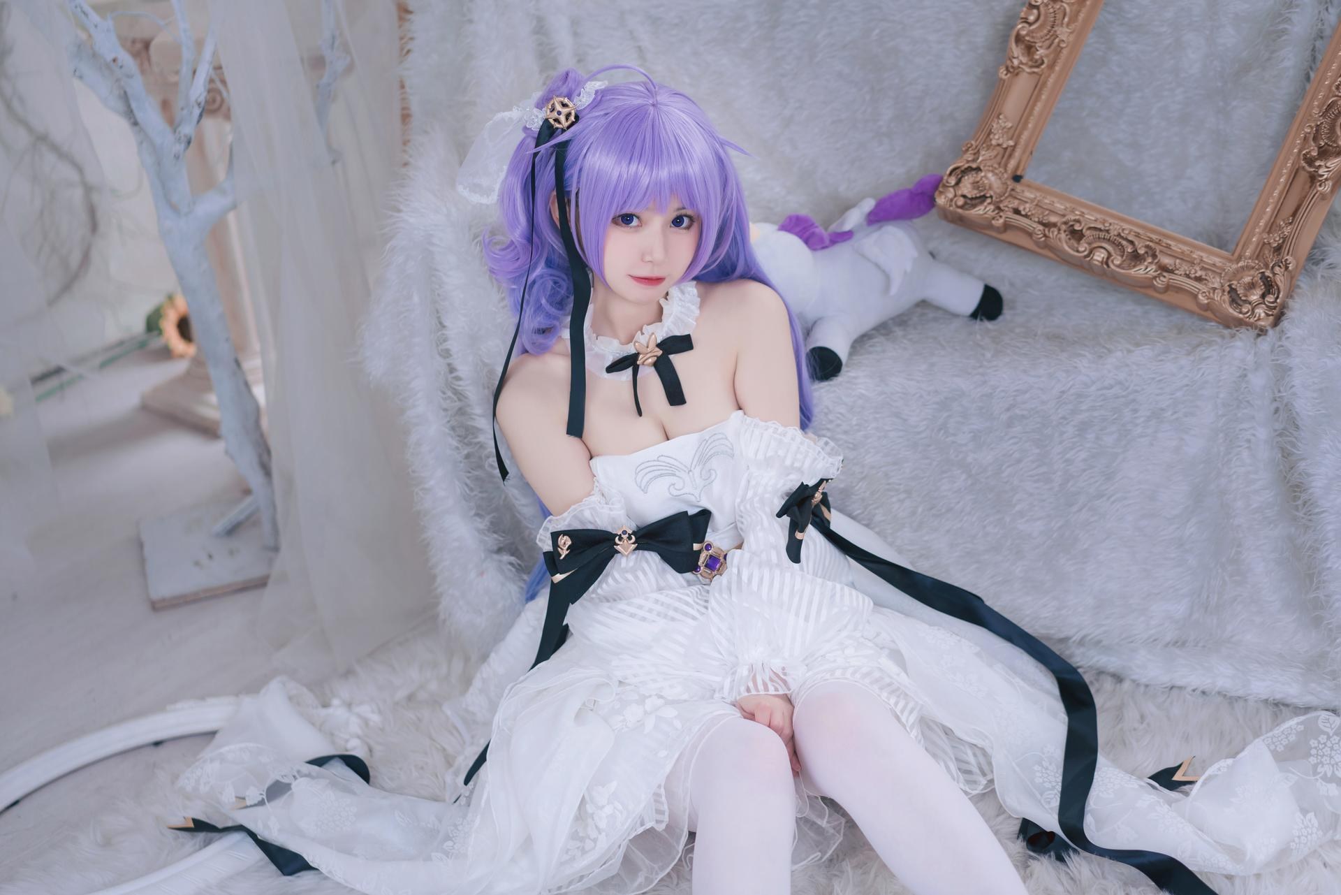 [cosplay] Cat Lady - Azur Lane Unicorn Bride: Sweet Purple-Haired Wedding Dress Recreation 23P