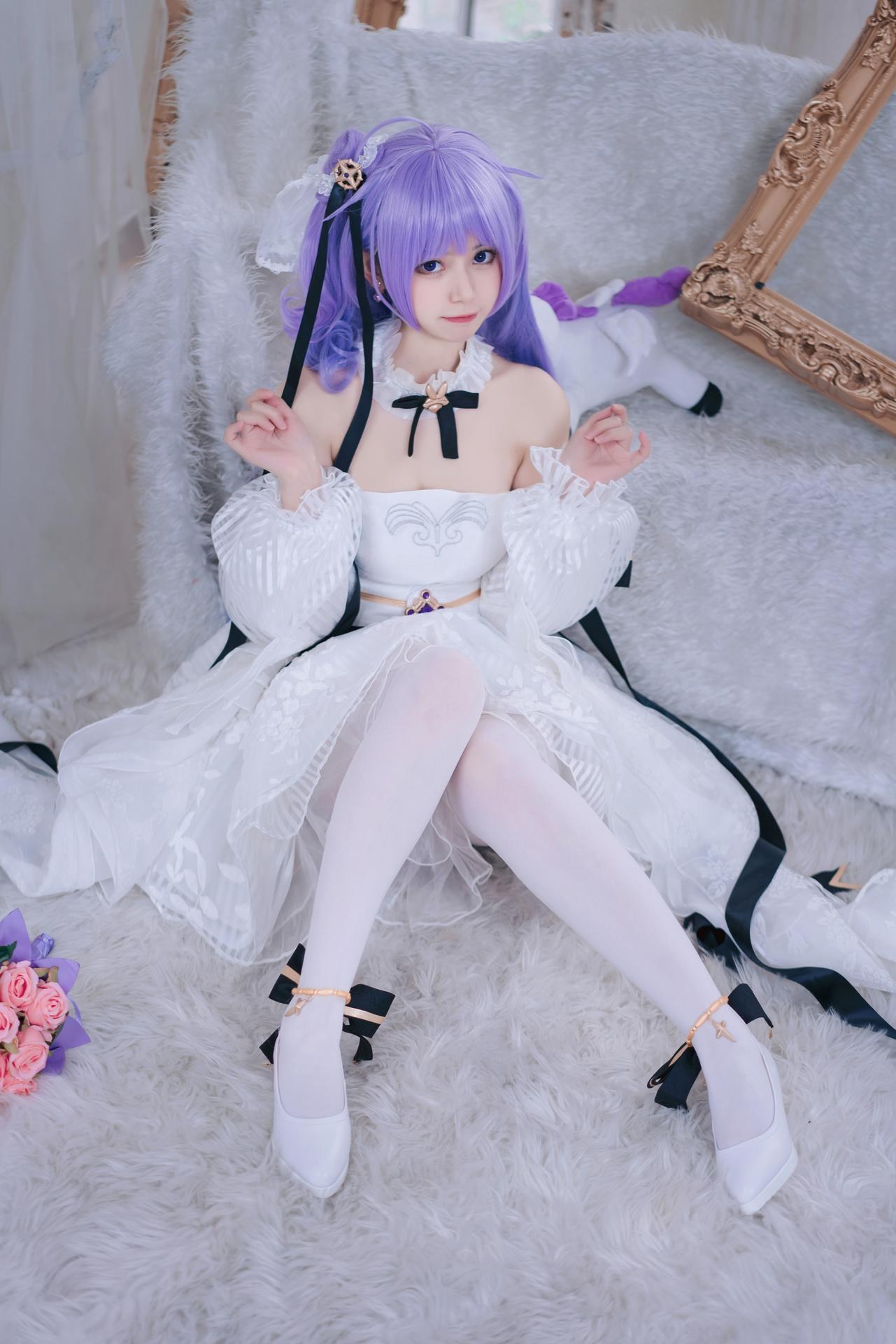 [cosplay] Cat Lady - Azur Lane Unicorn Bride: Sweet Purple-Haired Wedding Dress Recreation 23P