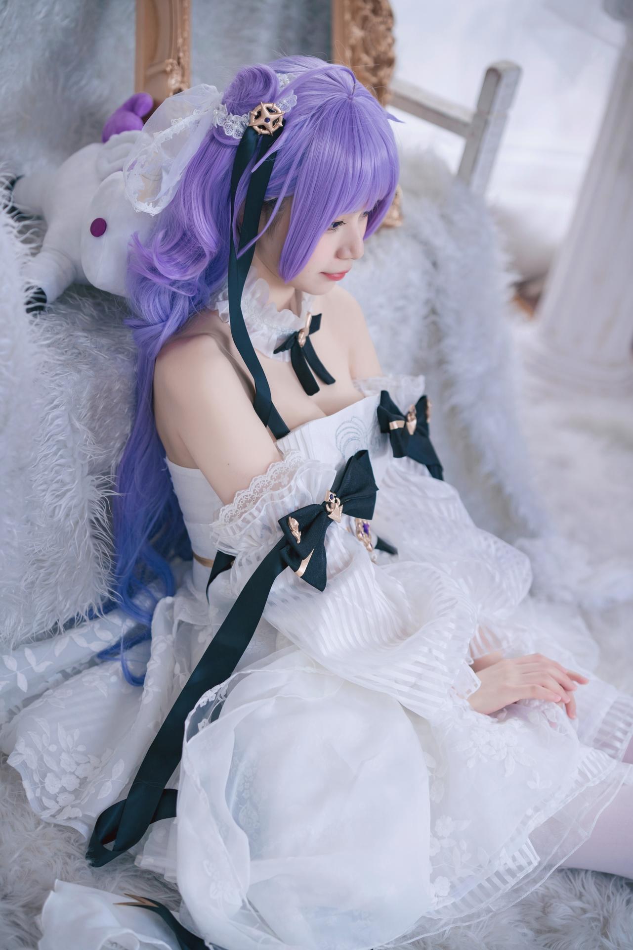 [cosplay] Cat Lady - Azur Lane Unicorn Bride: Sweet Purple-Haired Wedding Dress Recreation 23P