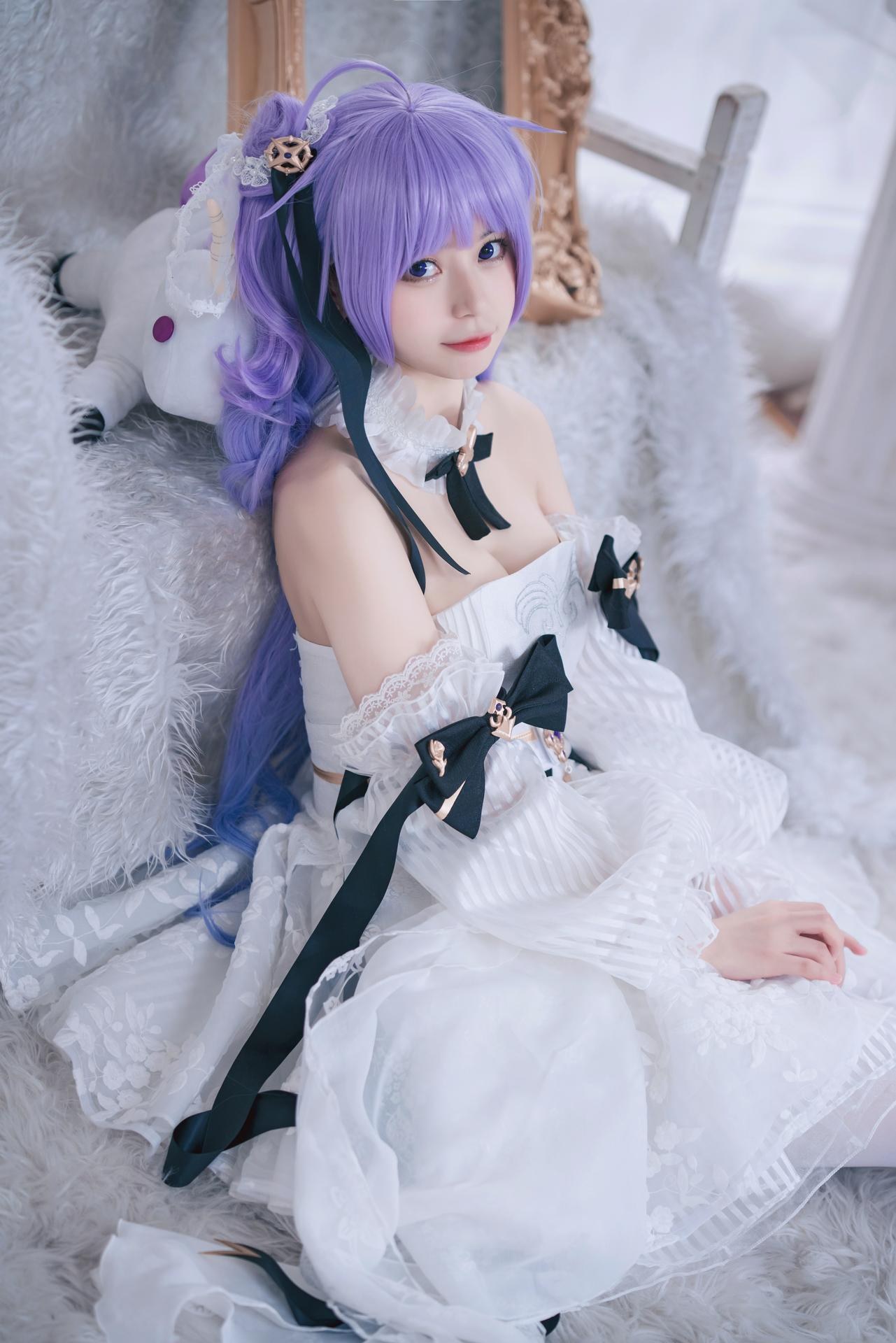 [cosplay] Cat Lady - Azur Lane Unicorn Bride: Sweet Purple-Haired Wedding Dress Recreation 23P