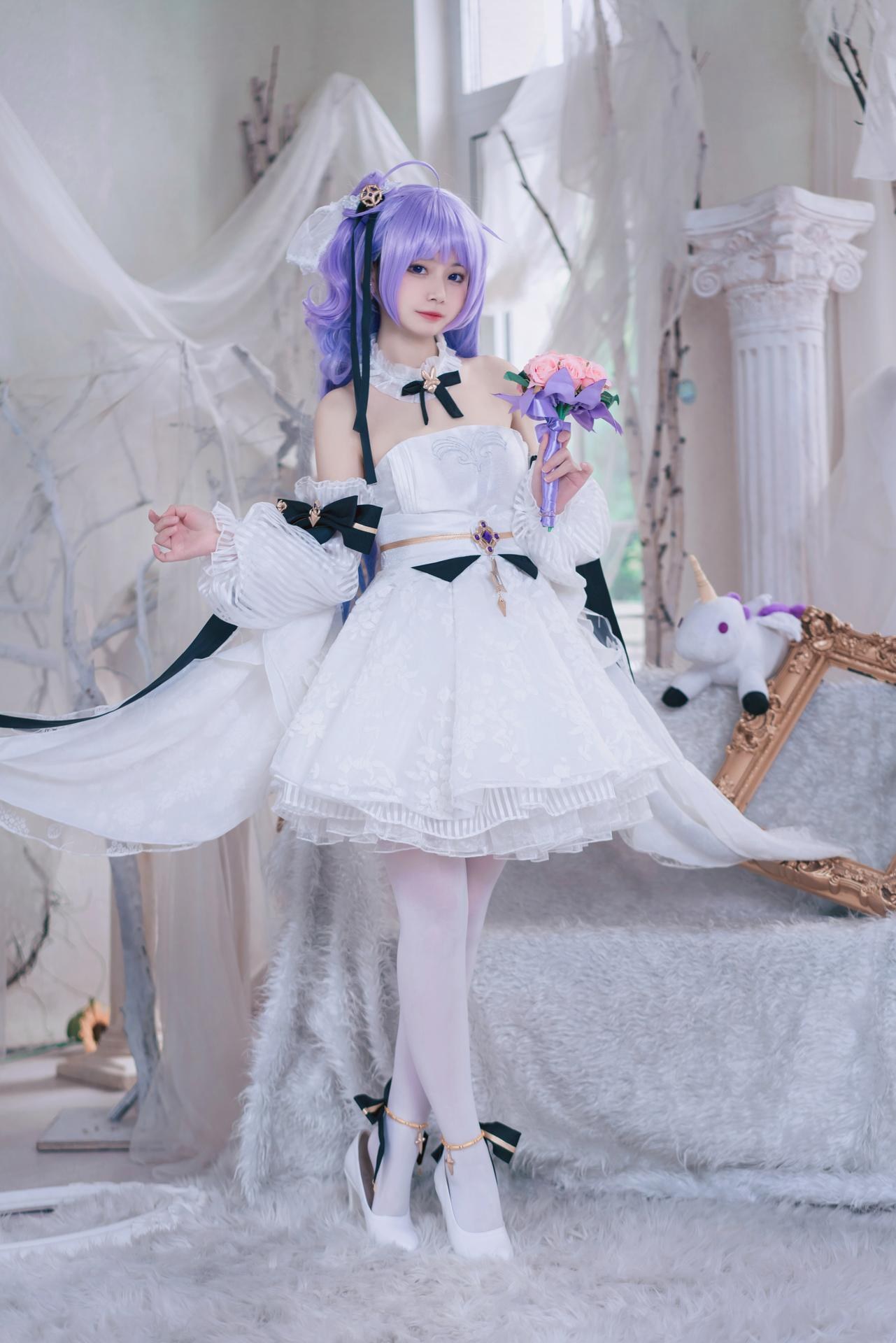 [cosplay] Cat Lady - Azur Lane Unicorn Bride: Sweet Purple-Haired Wedding Dress Recreation 23P