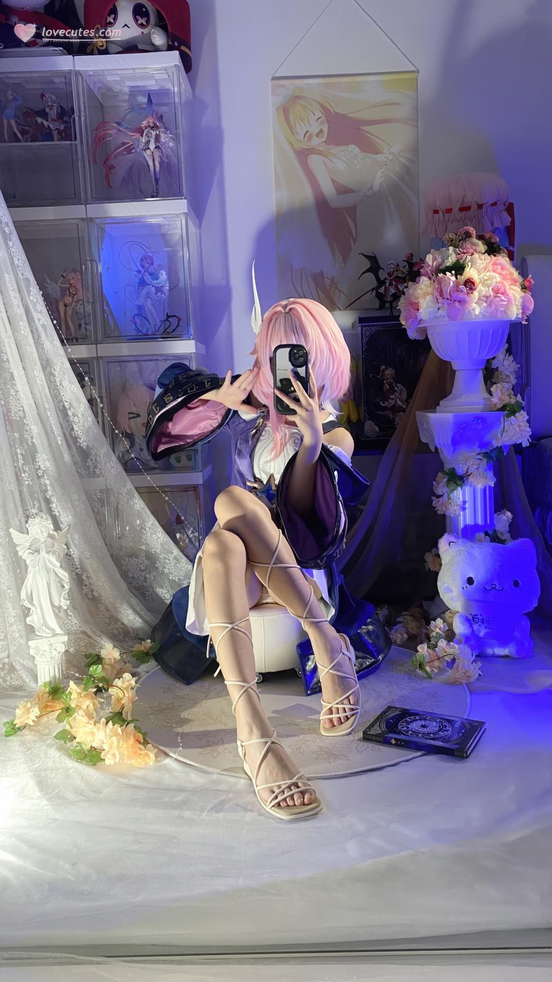 [cosplay] 白栎Shirly - 昔漣：粉髮機能服 白絲美腿角色還原 130P