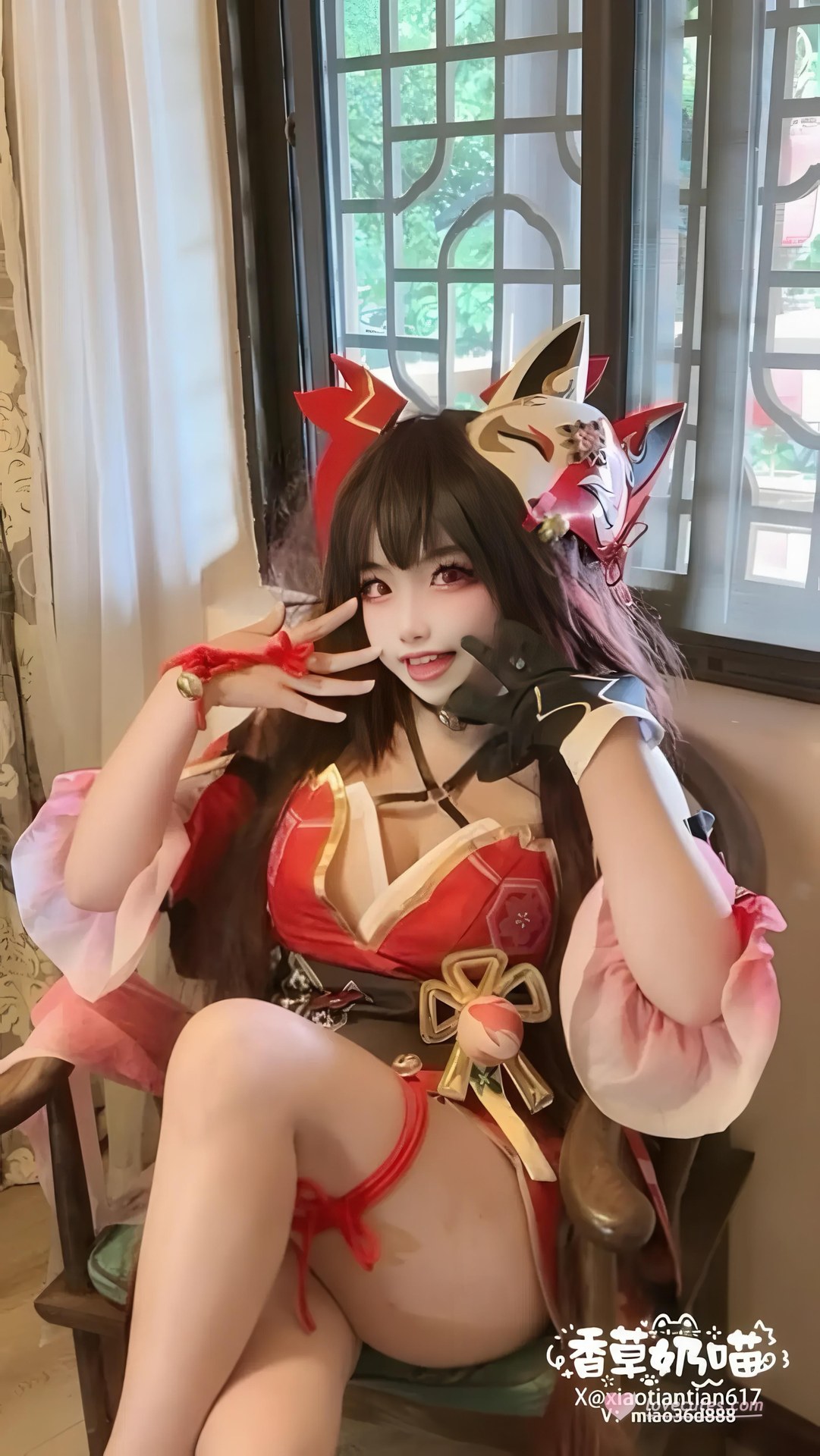 [cosplay] 바닐라 나비우유 - 붕괴: 스타레일 하나비: 빨간 원피스 트윈테일 미다리 재현 70P