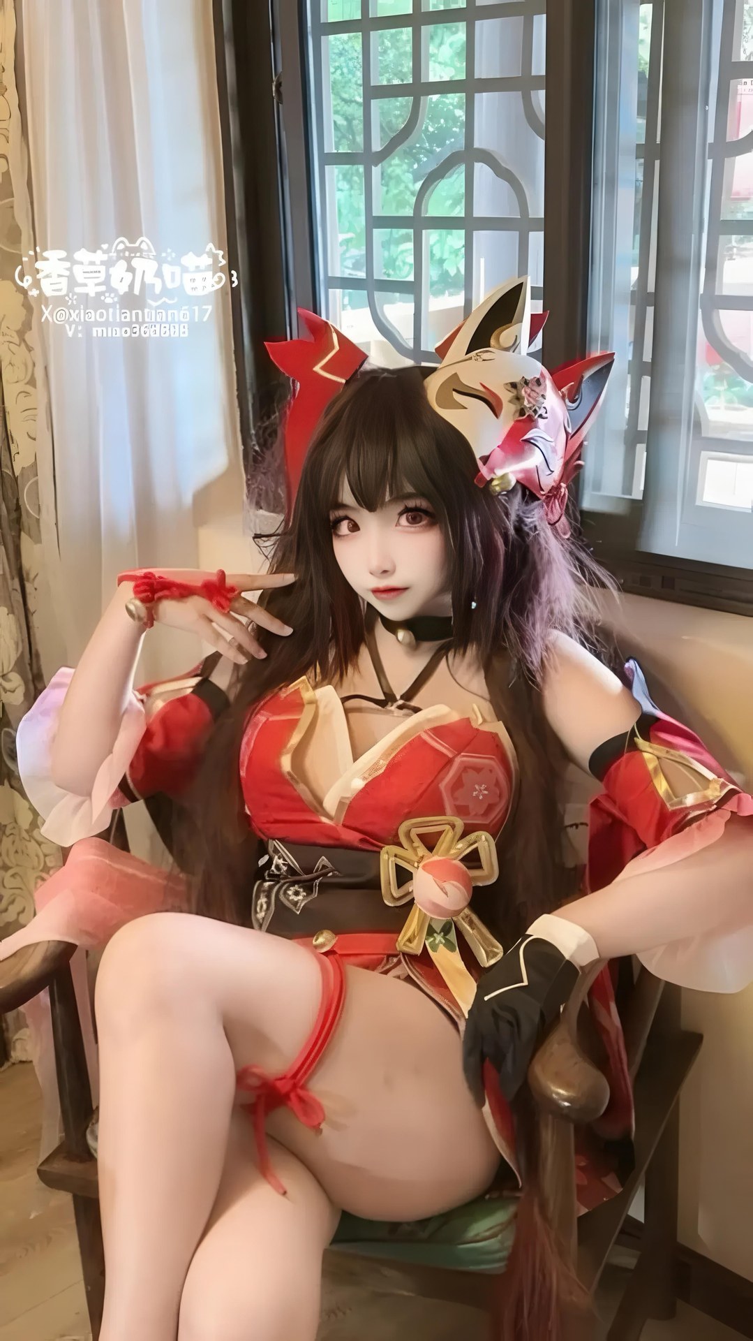 [cosplay] 바닐라 나비우유 - 붕괴: 스타레일 하나비: 빨간 원피스 트윈테일 미다리 재현 70P