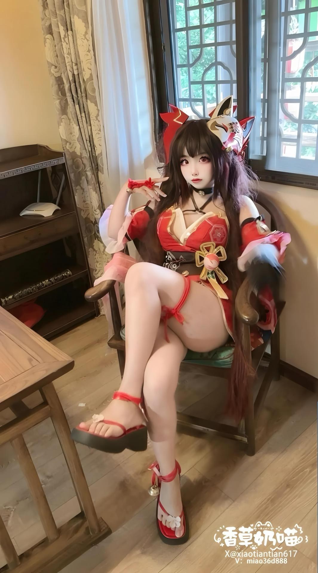 [cosplay] 바닐라 나비우유 - 붕괴: 스타레일 하나비: 빨간 원피스 트윈테일 미다리 재현 70P