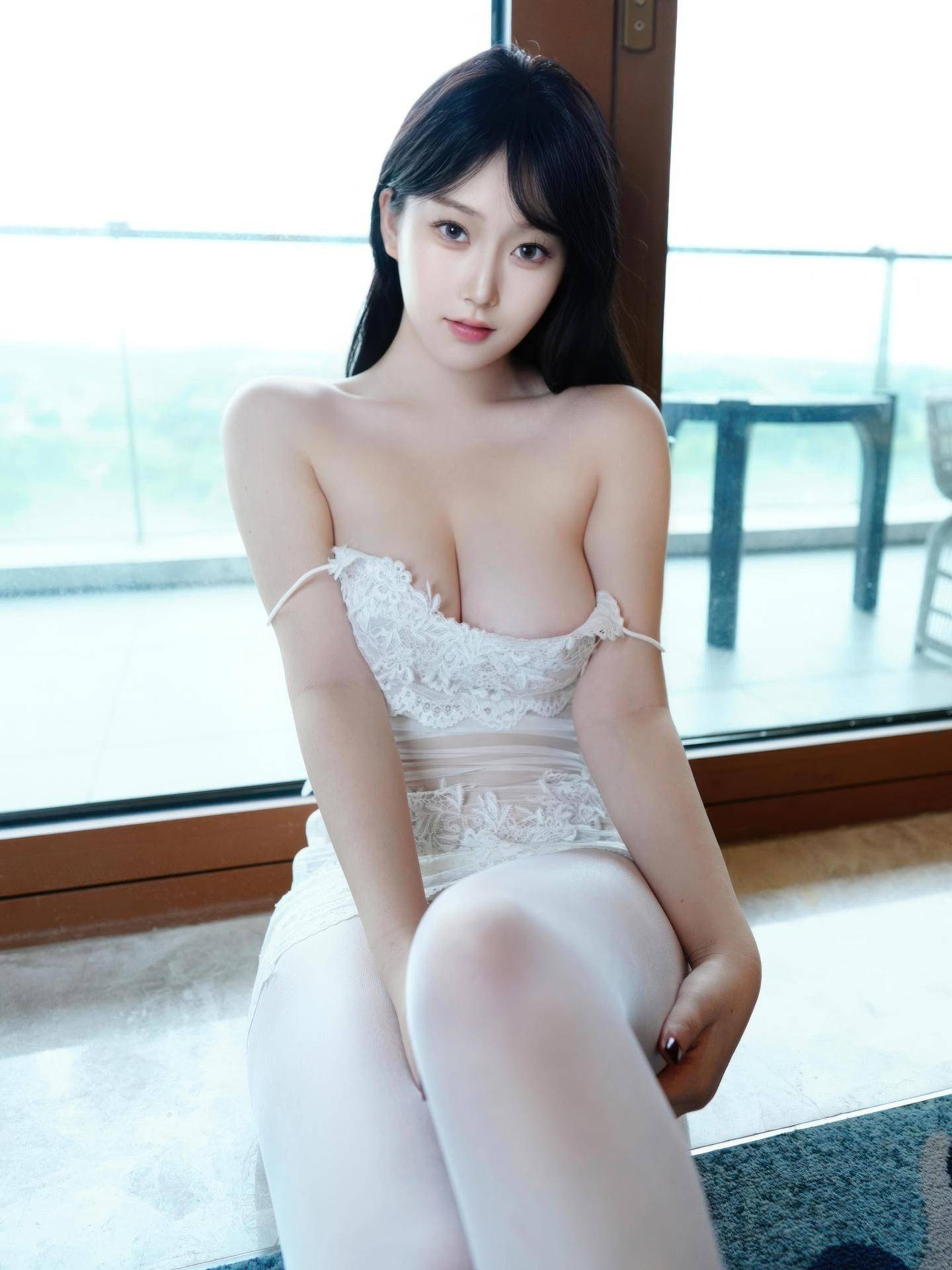 [模特] 李沁恩lrene&金允希Yuki - 秀人网模特 双人黑白睡衣：内购无水印黑丝美腿 85P
