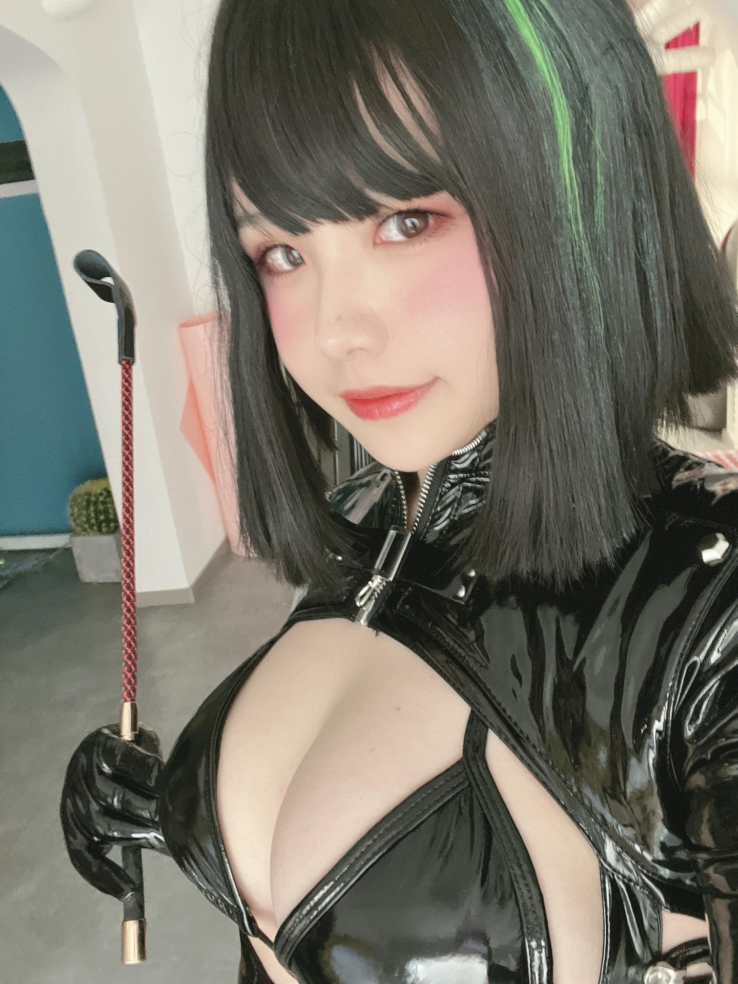 [私房] 阿半 hôm nay rất vui - Y tá bóng tối: Trang phục y tá latex đen, nội y đen, 90P