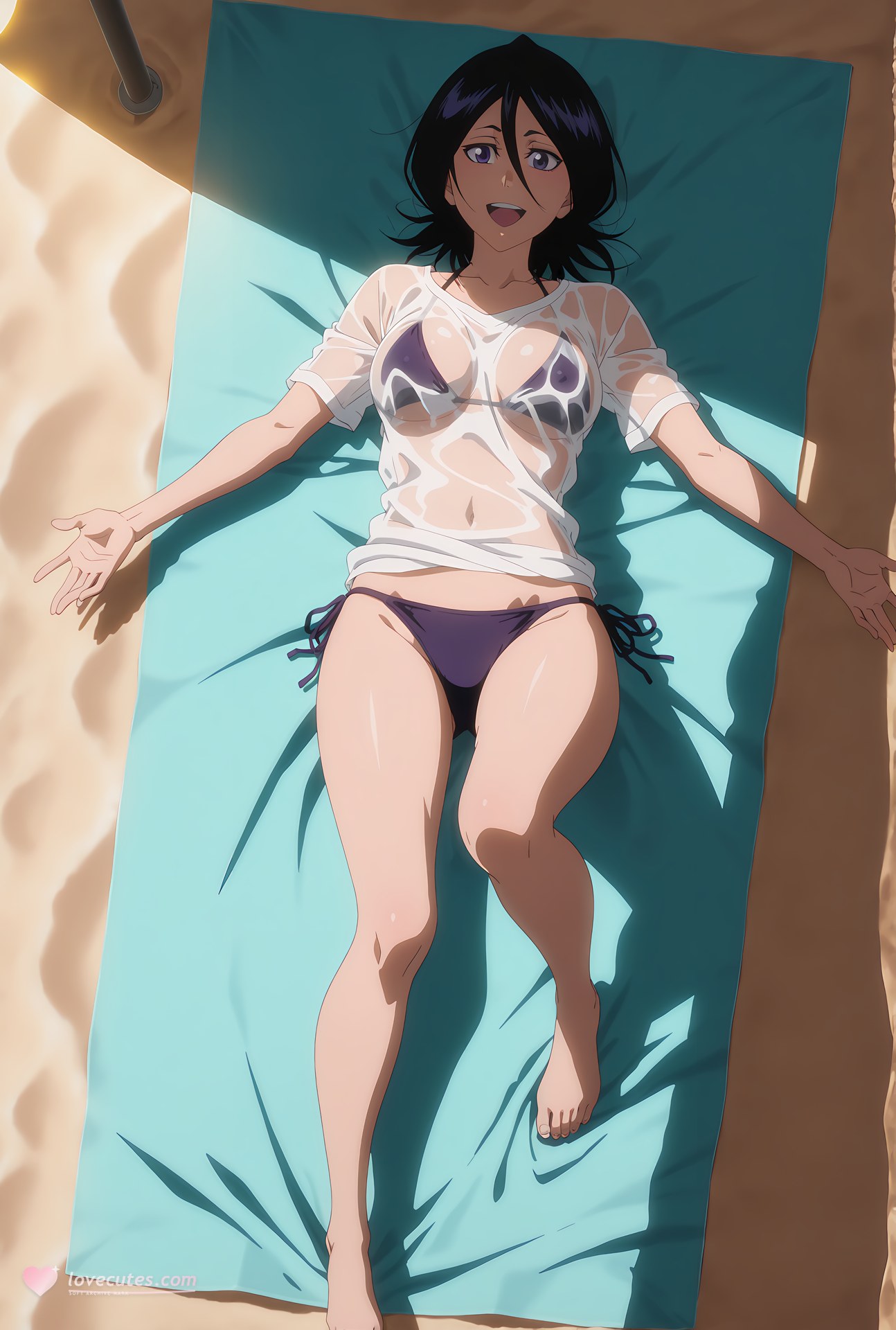 AI Generated Anime Girl - 死神 朽木露琪亚：黑丝比基尼露穴 24P