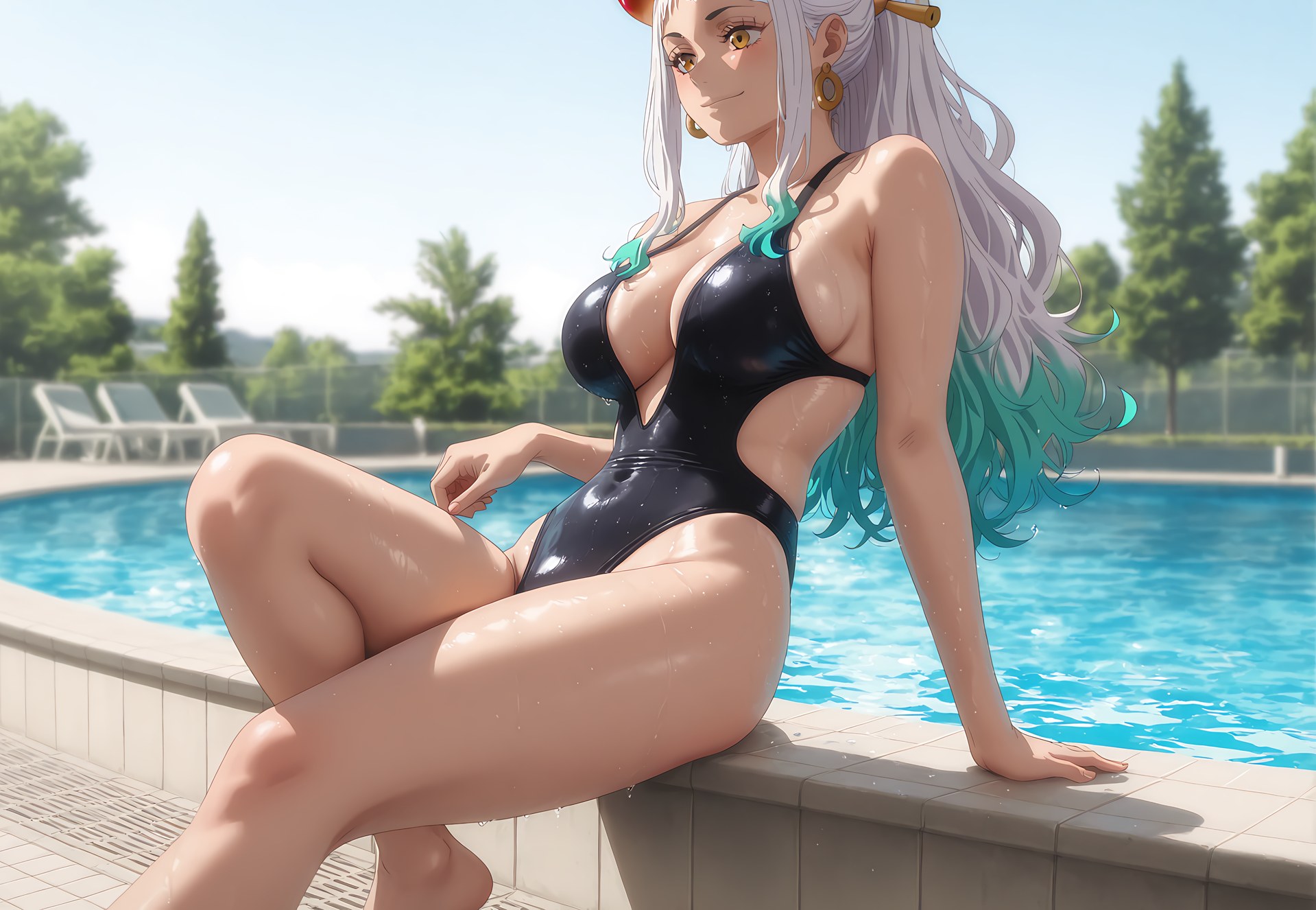 AI Generated Anime Girl - 海贼王 大和：泳装比基尼浴室露穴 95P