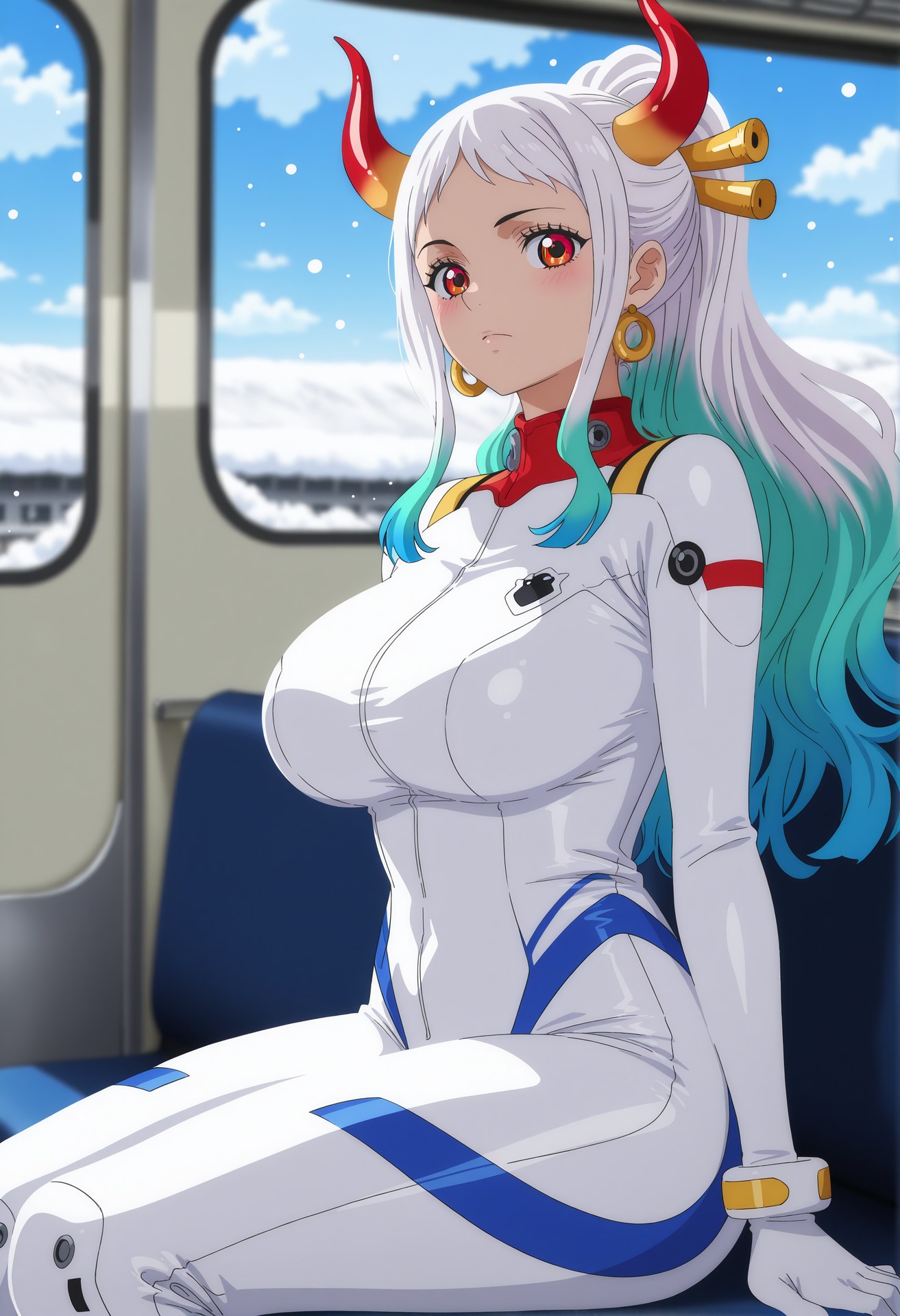 AI Generated Anime Girl - 海贼王 大和：泳装比基尼浴室露穴 95P