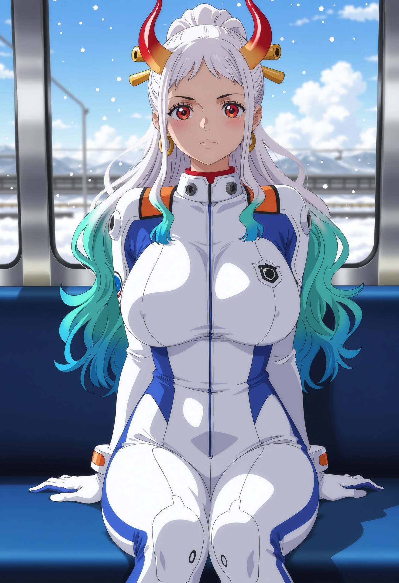 AI Generated Anime Girl - 海贼王 大和：泳装比基尼浴室露穴 95P
