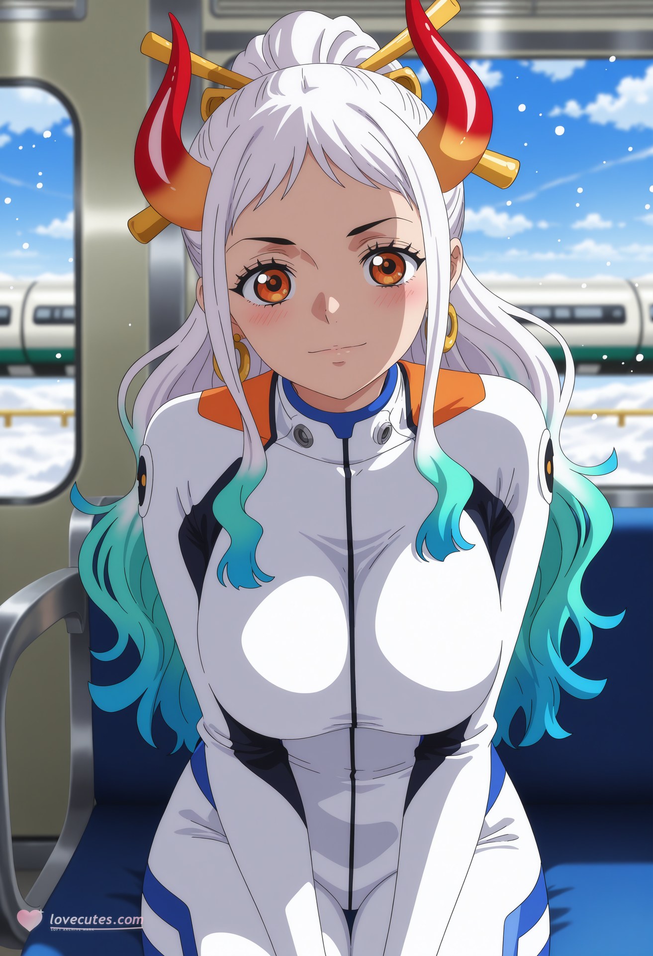 AI Generated Anime Girl - 海贼王 大和：泳装比基尼浴室露穴 95P