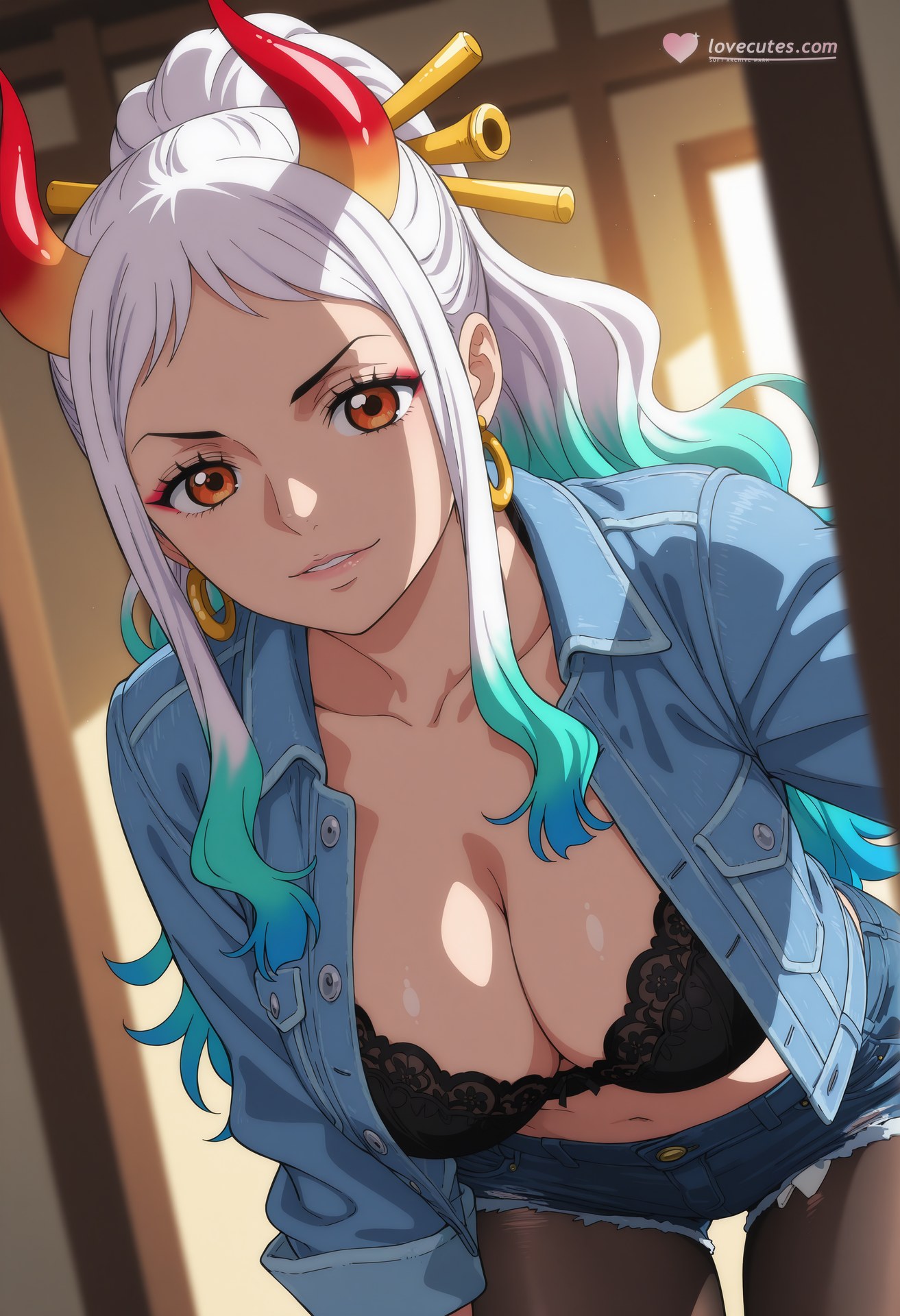 AI Generated Anime Girl - 海贼王 大和：泳装比基尼浴室露穴 95P