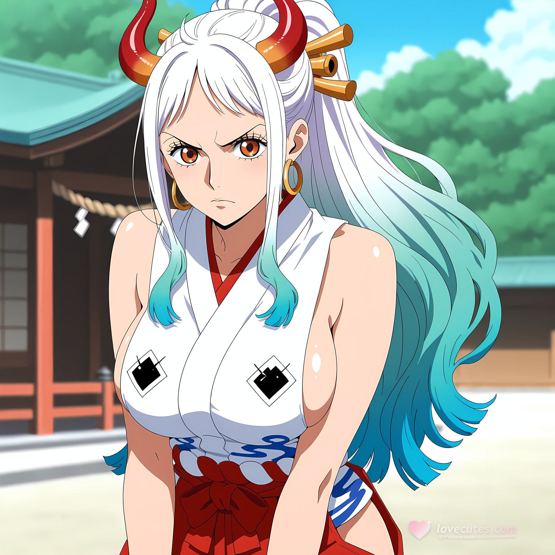 AI Generated Anime Girl - One Piece Yamato: đồ bó sát, ảnh riêng tư lộ khe 192P