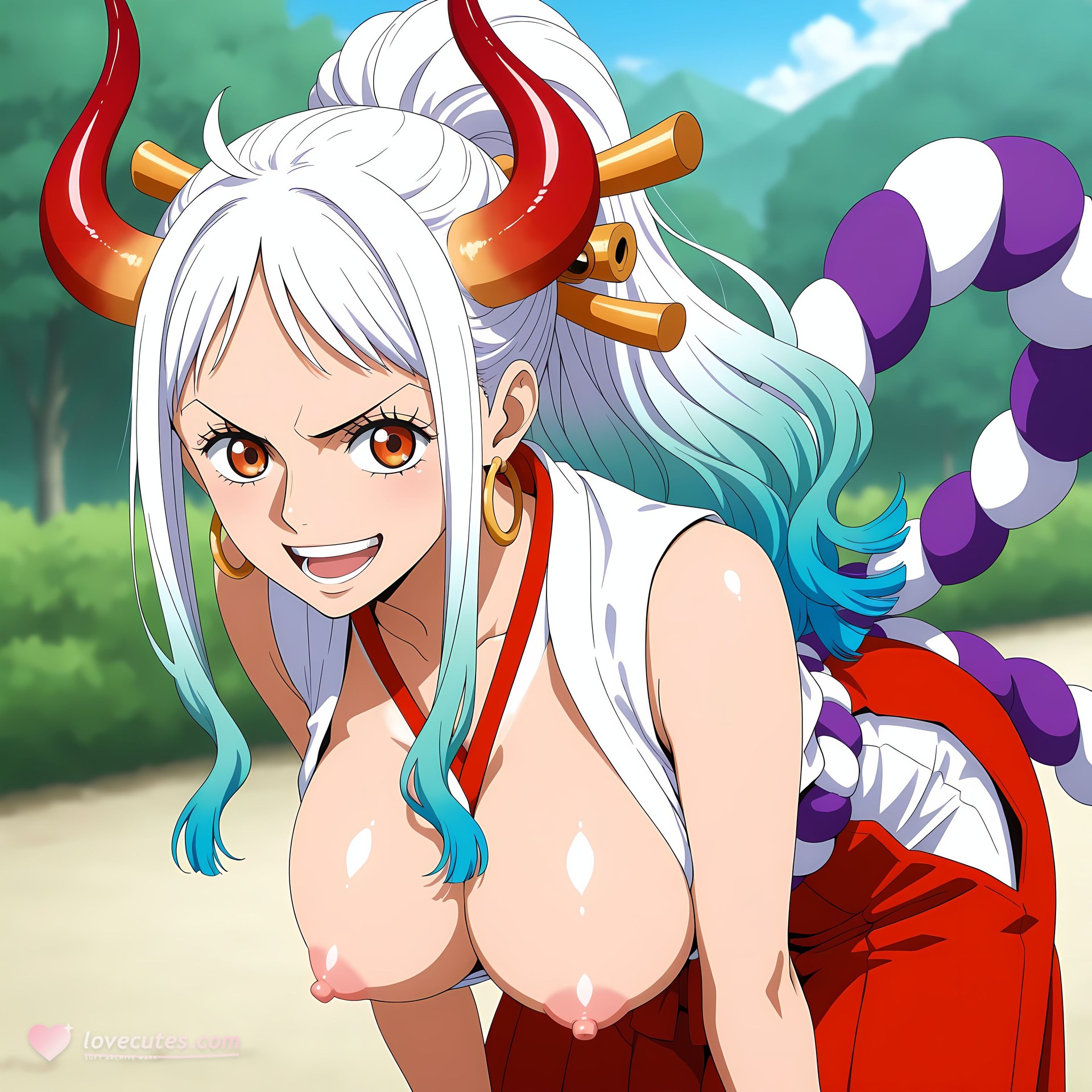 AI Generated Anime Girl - One Piece Yamato: đồ bó sát, ảnh riêng tư lộ khe 192P