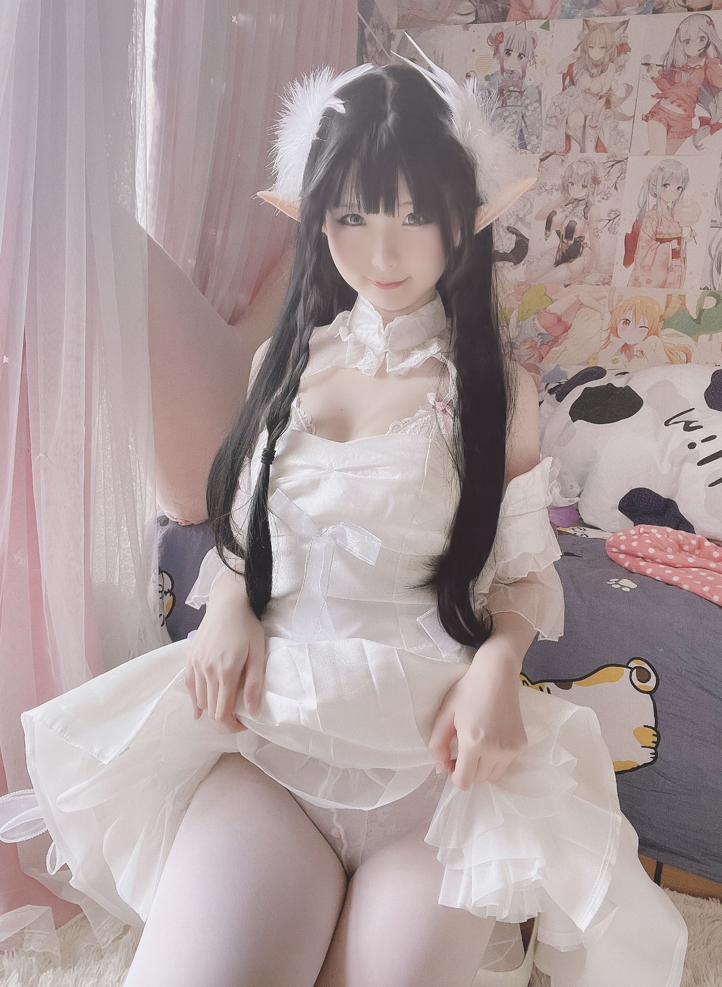[私房] 习呆呆 - ธีมเทวดา: ถ่ายส่วนตัวแนวเซ็กซี่โชว์จุดซ่อนเร้น ขาวถุงน่อง 43P