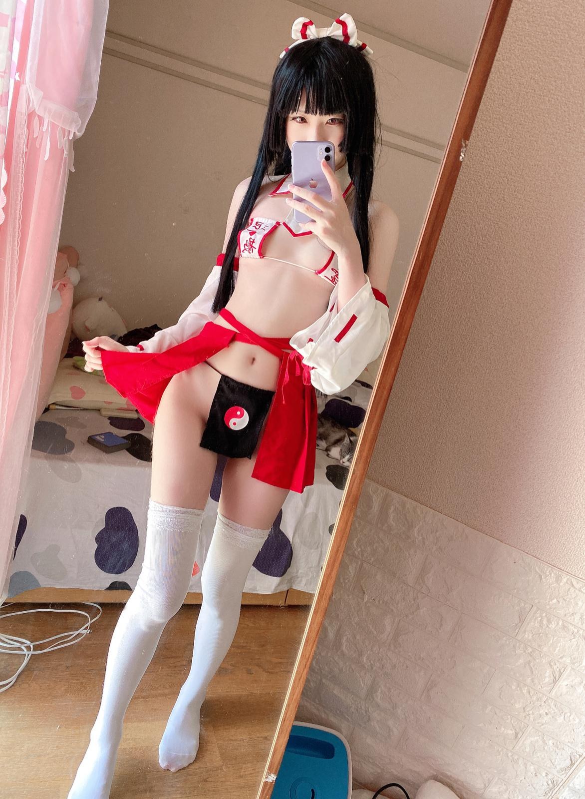 [Private] Xi Dadai - Miko Bondage: White Stockings Nipple-Exposing Erotic Private Shoot 55P