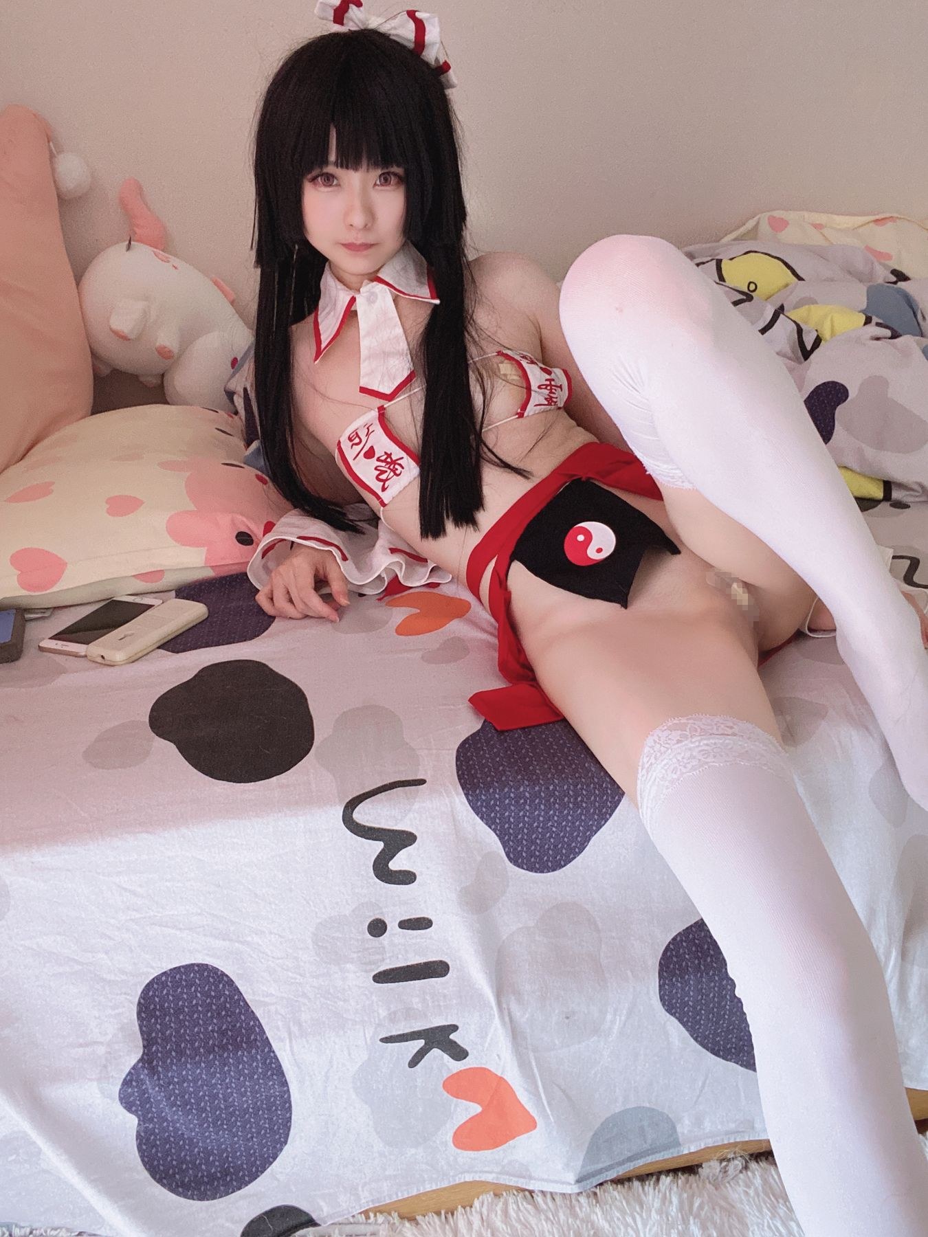 [Private] Xi Dadai - Miko Bondage: White Stockings Nipple-Exposing Erotic Private Shoot 55P