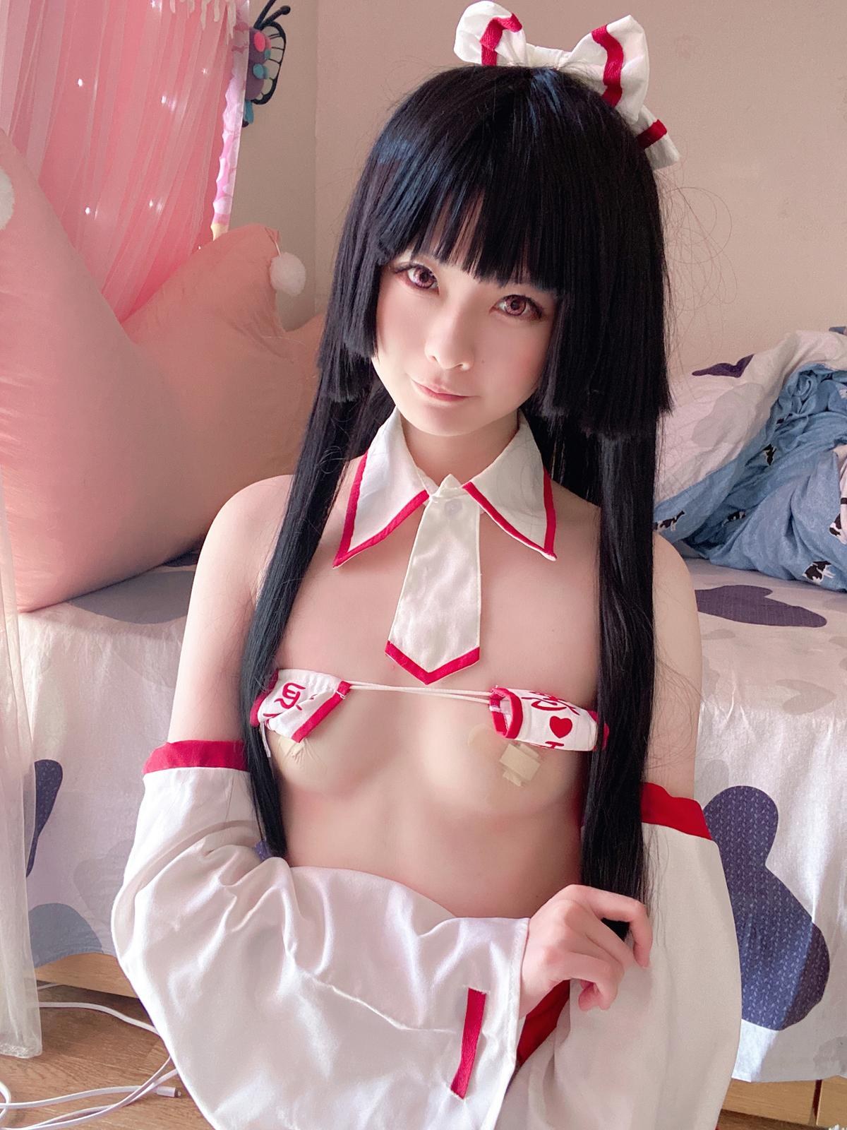[私房] 习呆呆 - 巫女绑缚：白丝露点情趣私拍 55P