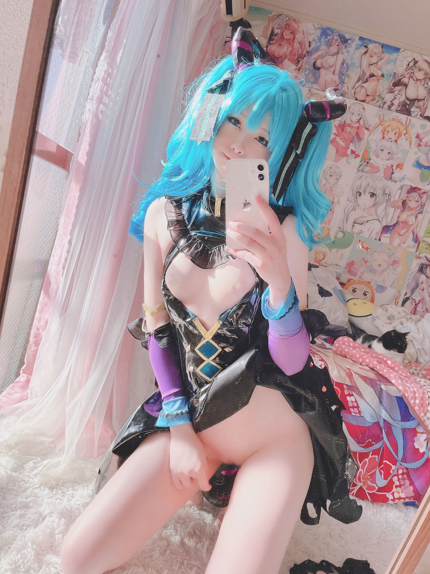 [cosplay] Xi Daidai - Little Devil Miku: Blue Hair Revealing Large-Scale Recreation 26P