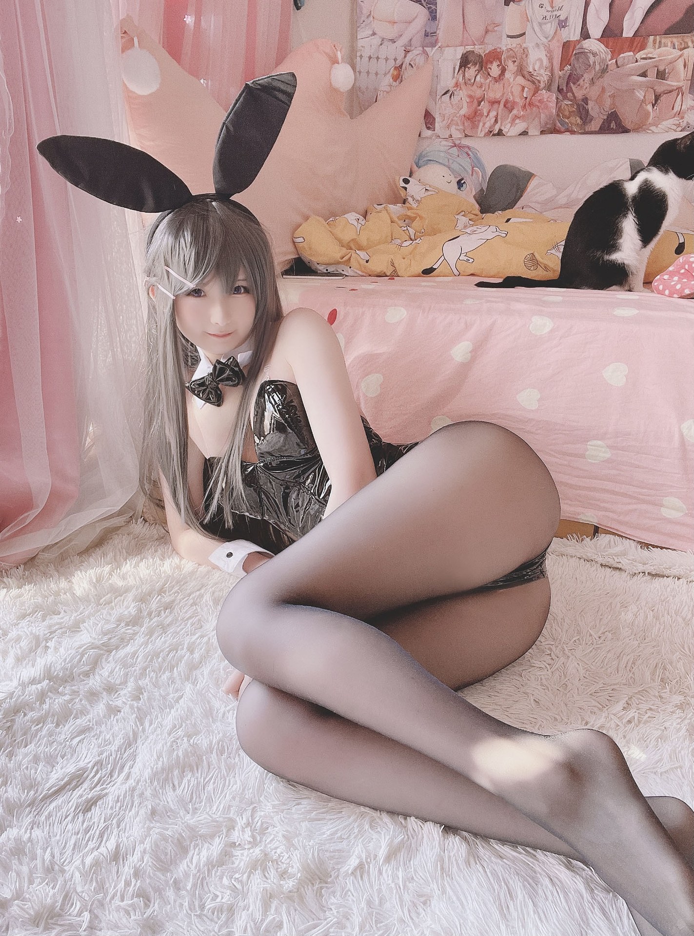 [cosplay] Xi Dāidāi - Sakurajima Mai Bunny Girl: Black Stockings Exposed Nipple Recreation 36P1V