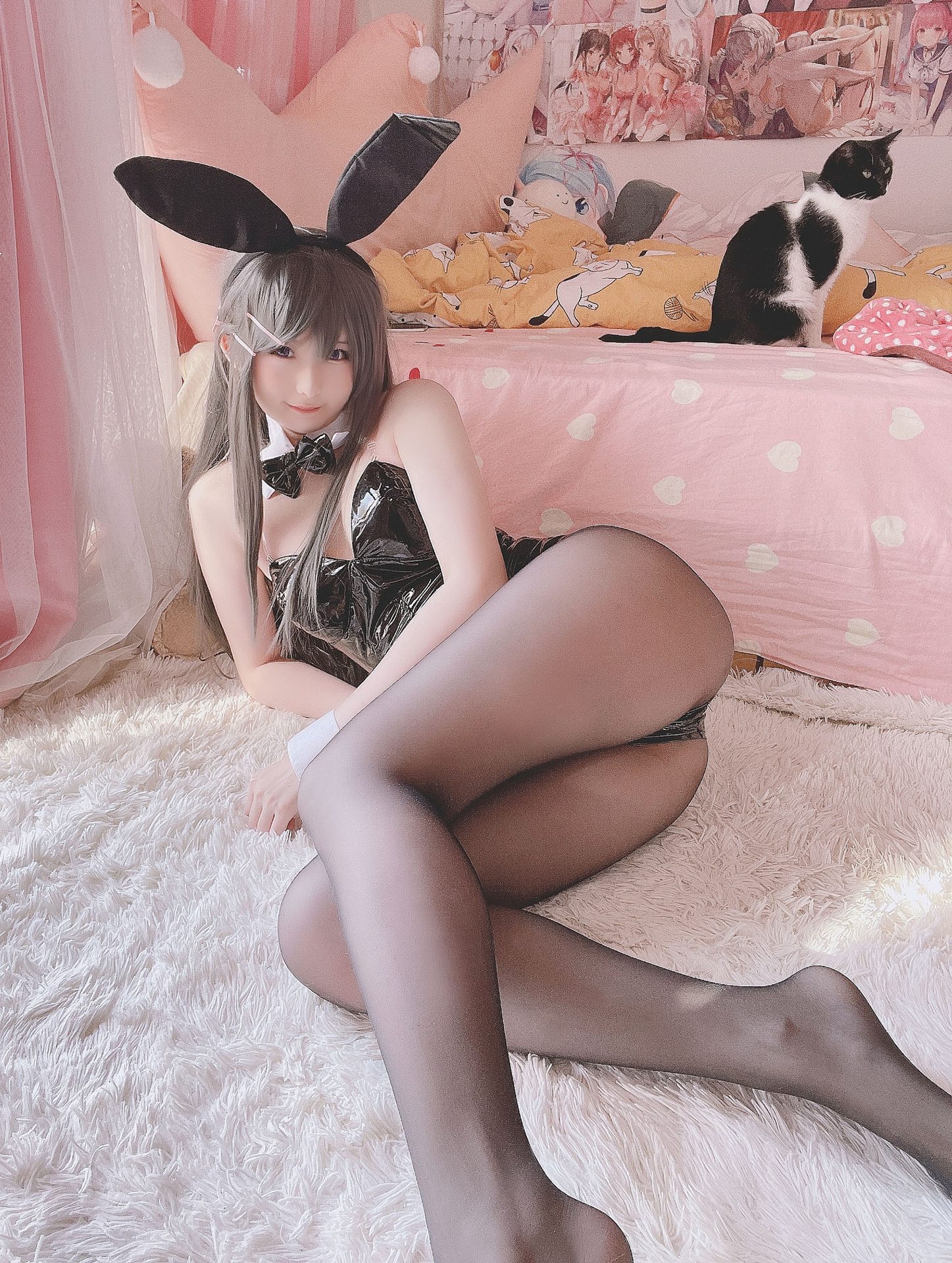 [cosplay] Xi Dāidāi - Sakurajima Mai Bunny Girl: Black Stockings Exposed Nipple Recreation 36P1V