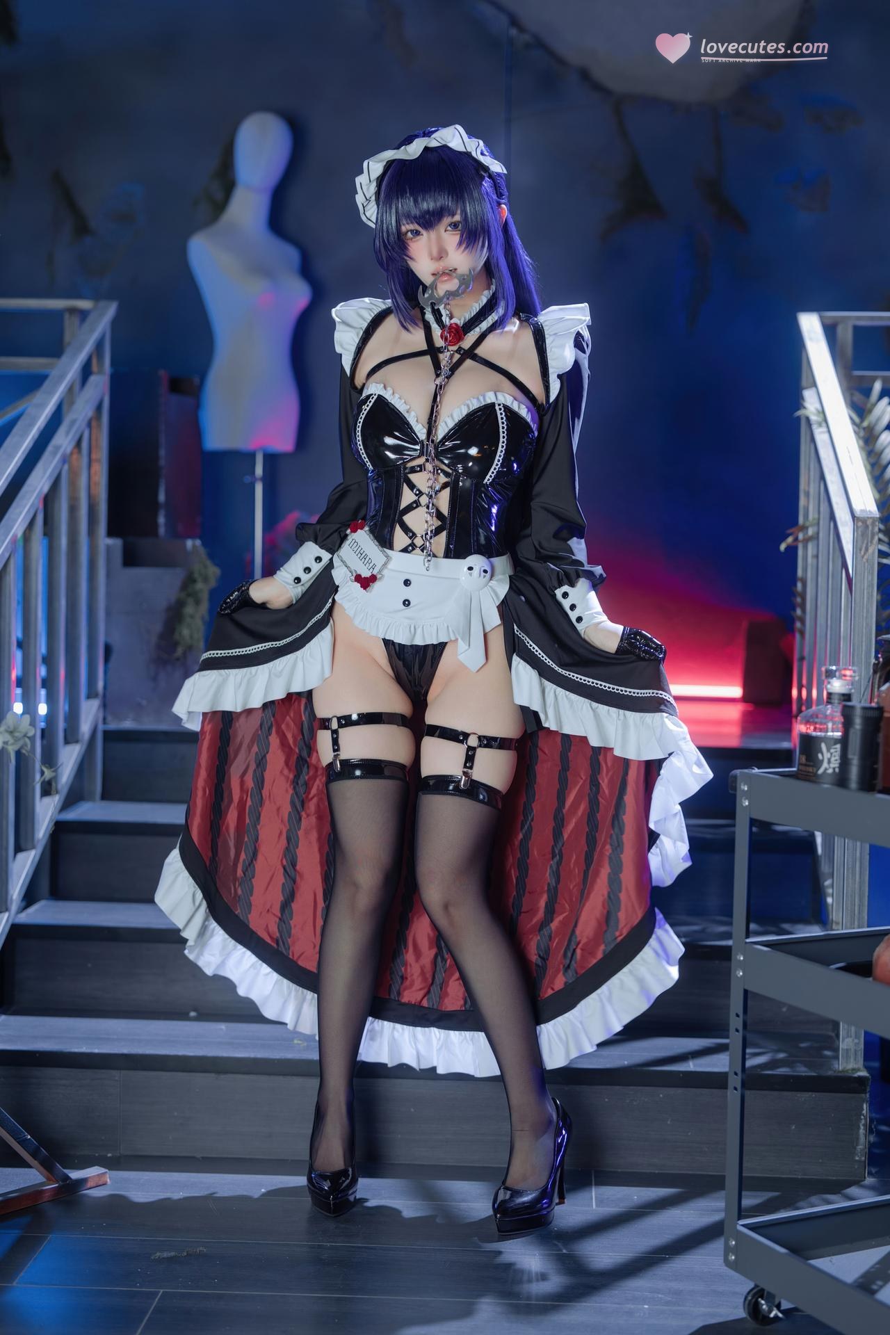 [cosplay] 屿鱼 - NIKKE胜利女神 米哈拉: cà phê hầu gái tất đen ren tái hiện 80P