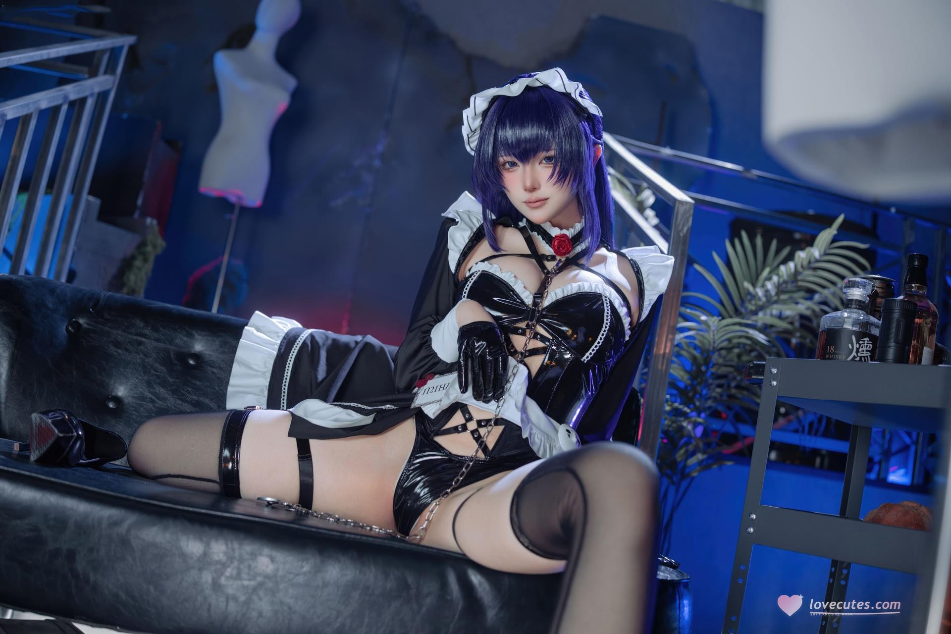 [cosplay] 屿鱼 - NIKKE胜利女神 米哈拉: cà phê hầu gái tất đen ren tái hiện 80P