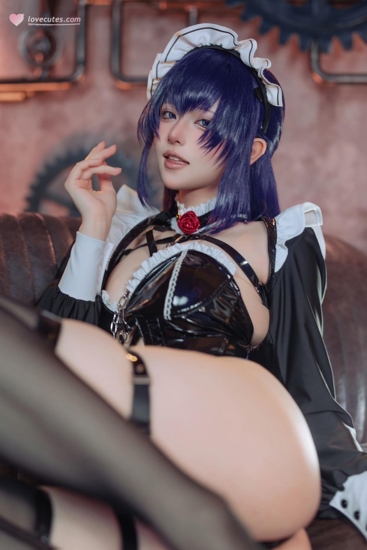 [cosplay] 屿鱼 - NIKKE胜利女神 米哈拉: cà phê hầu gái tất đen ren tái hiện 80P