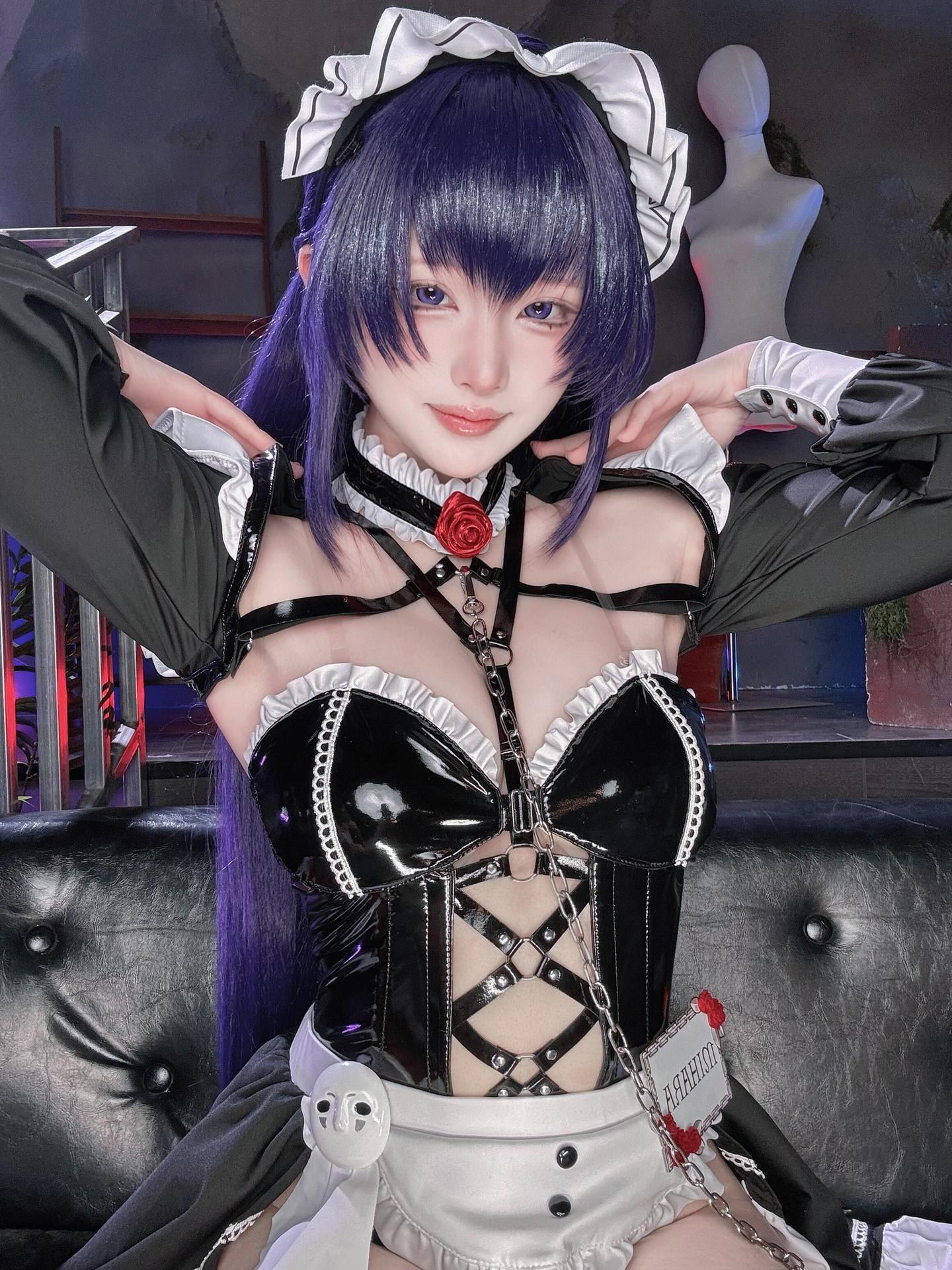[cosplay] 屿鱼 - NIKKE胜利女神 米哈拉：คาเฟ่เมด ถุงน่องสีดำ ลูกไม้ สมจริง 80P