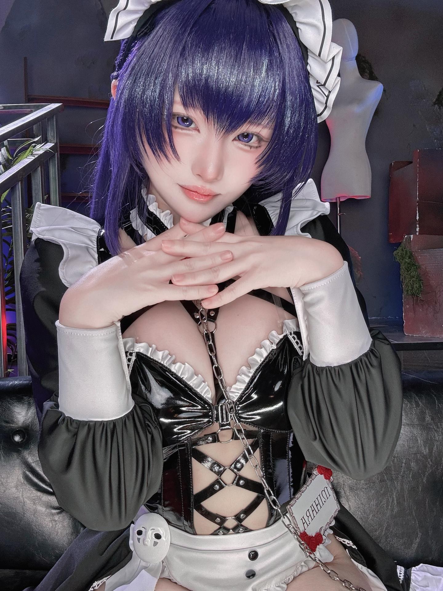[cosplay] 屿鱼 - NIKKE胜利女神 米哈拉：คาเฟ่เมด ถุงน่องสีดำ ลูกไม้ สมจริง 80P